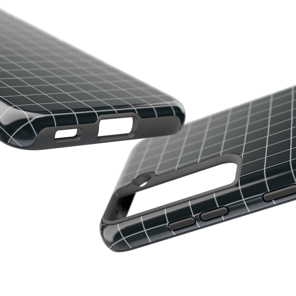 Black White Minimalist  Grid Pattern  —  Tough Phone Case