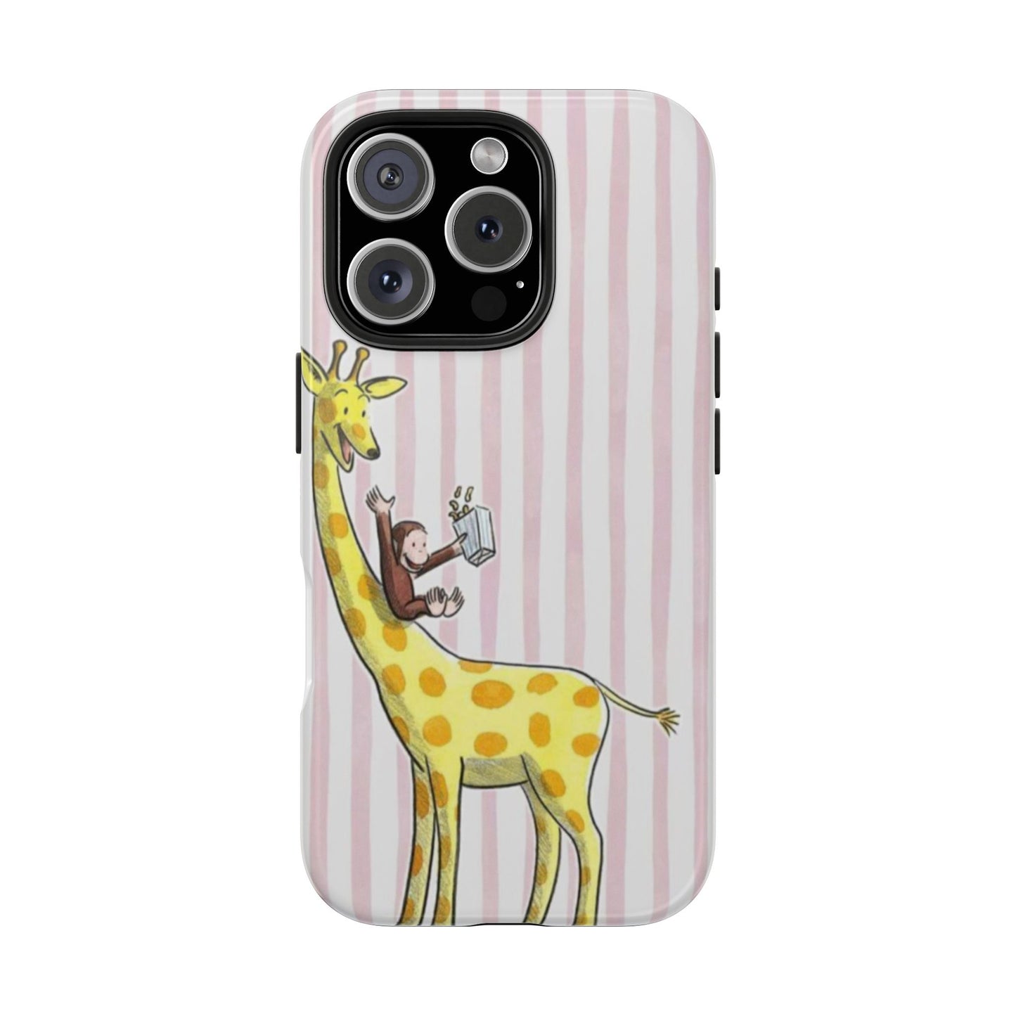 Curious George and Giraffe — Giraffe & Monkey Phone Case Cute Pink Striped Tough Case