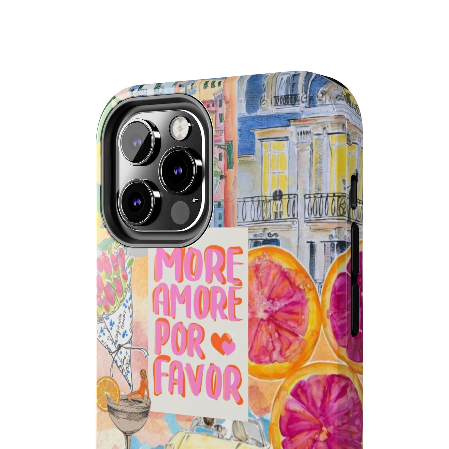 European Summers – Tough Phone Case  Tropical Watercolor Citrus & Seashell Design