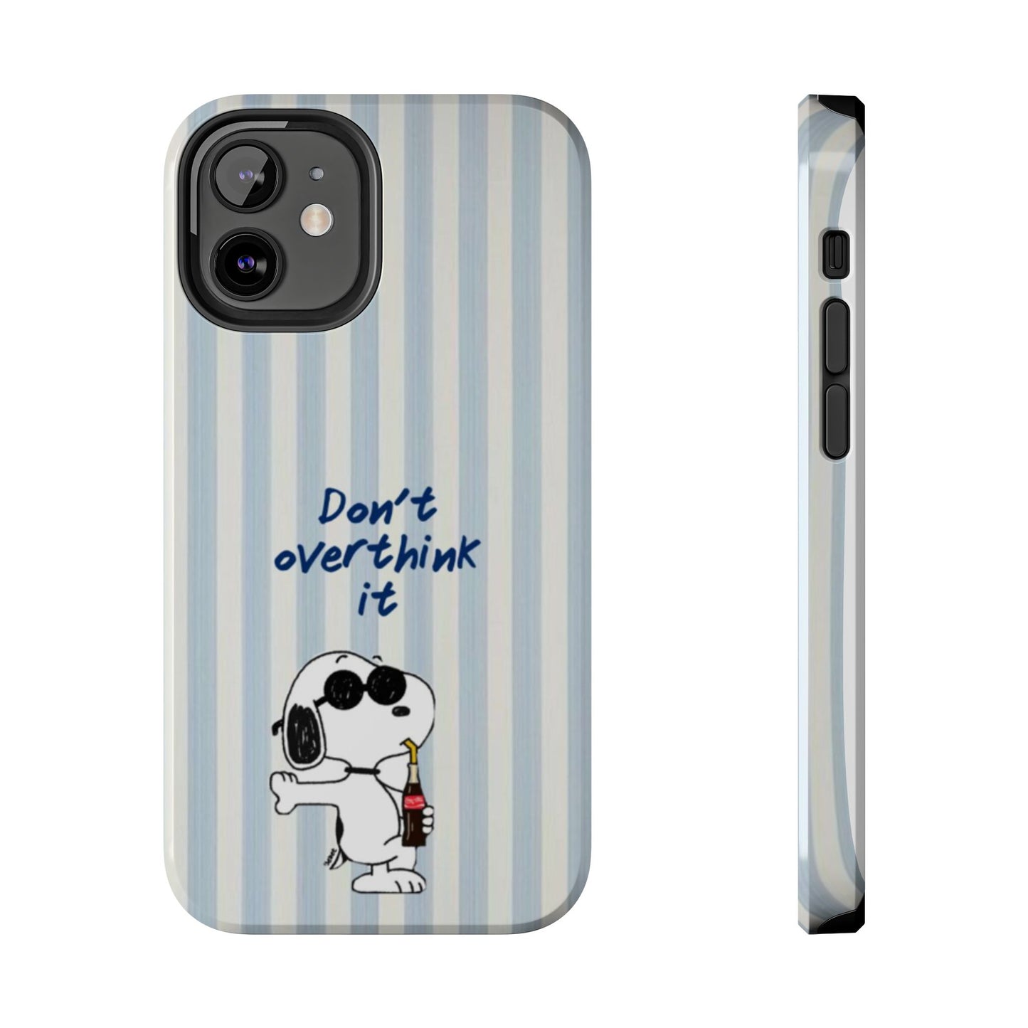 Snoopy "Don't Overthink It" Tough Phone Case — Striped Protective Cover