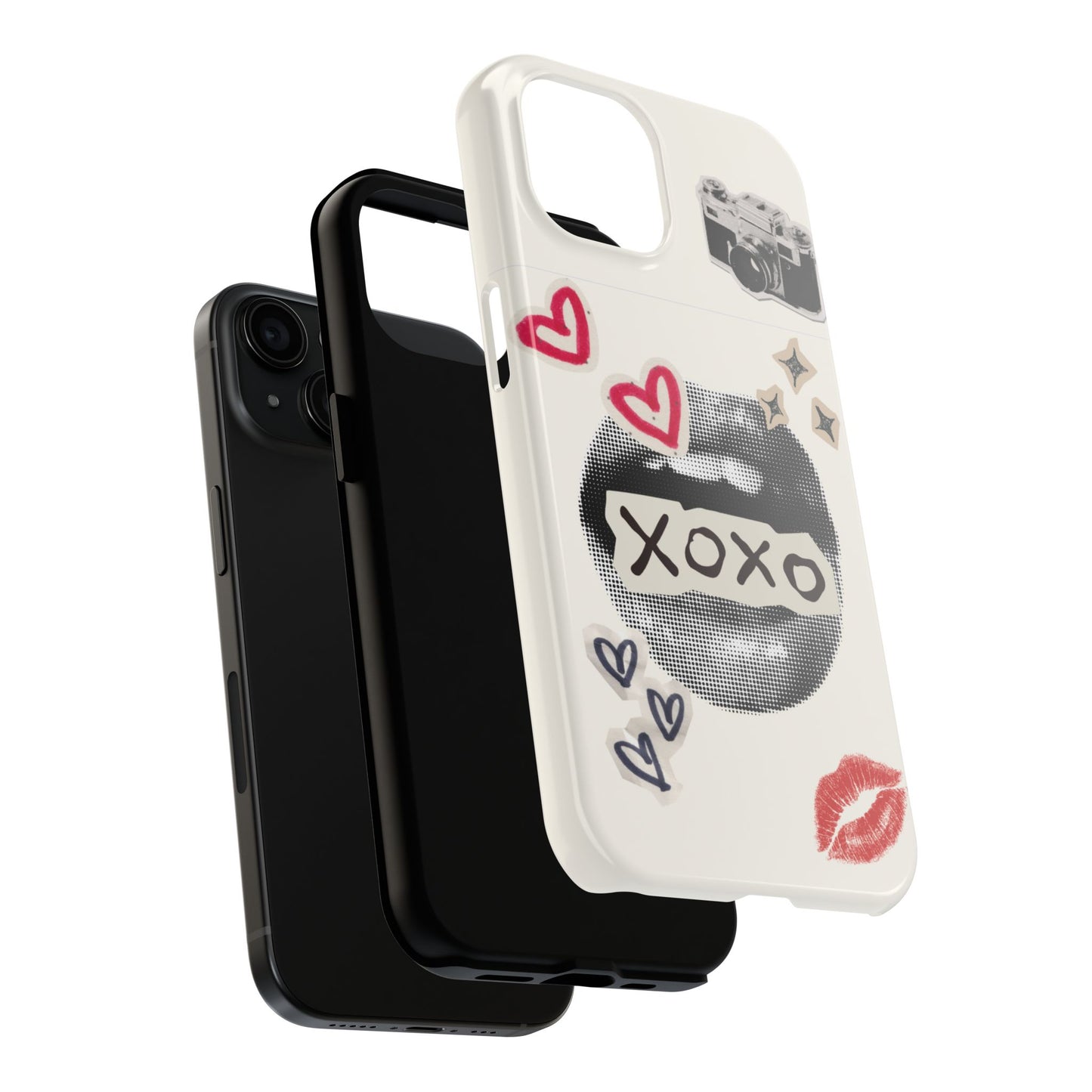 XOXO Lips Phone Case | Retro Pop Art Camera & Hearts