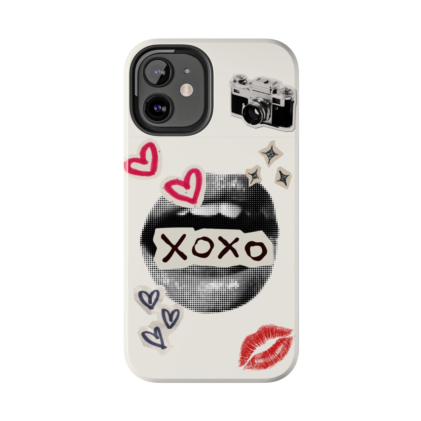 XOXO Lips Phone Case | Retro Pop Art Camera & Hearts