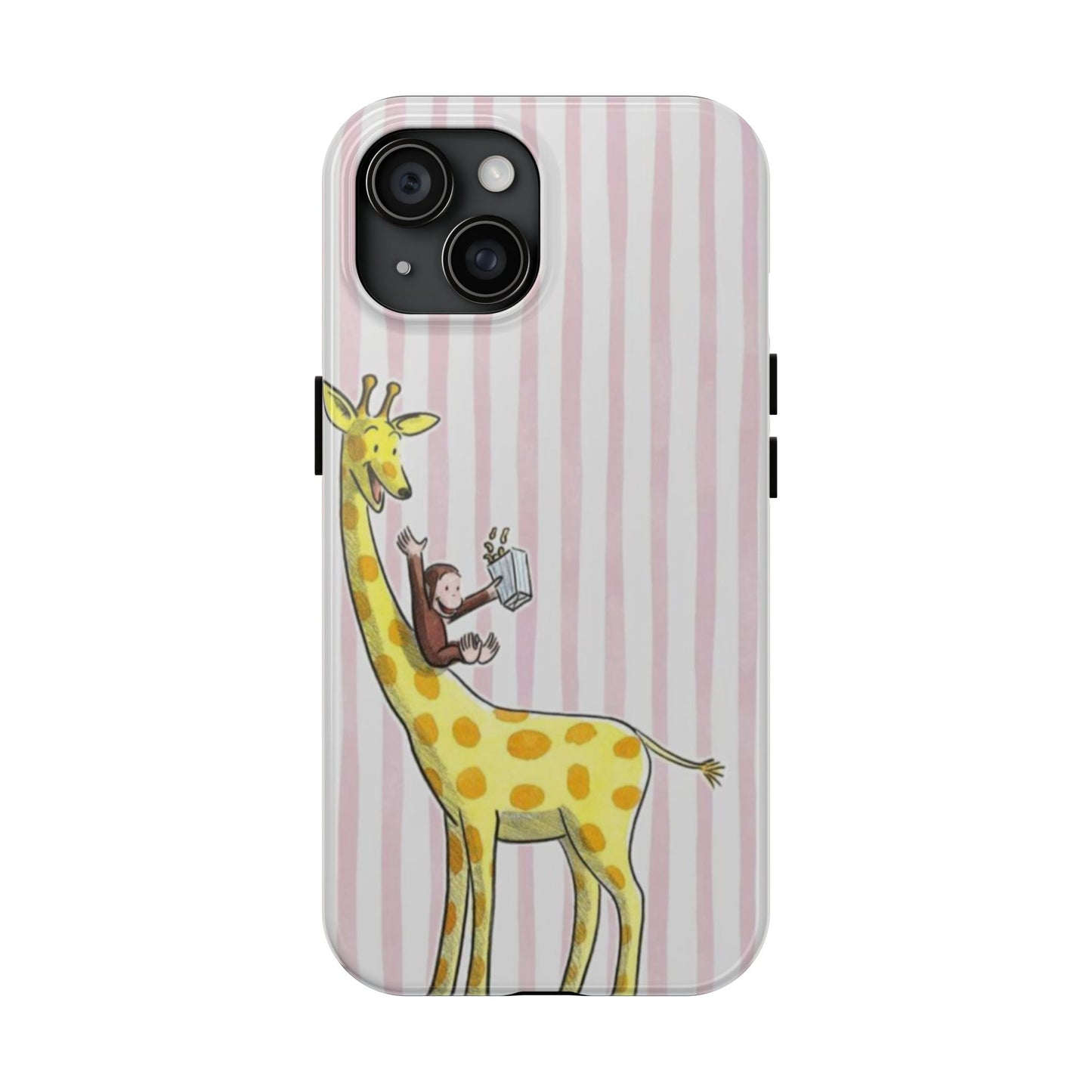 Curious George and Giraffe — Giraffe & Monkey Phone Case Cute Pink Striped Tough Case