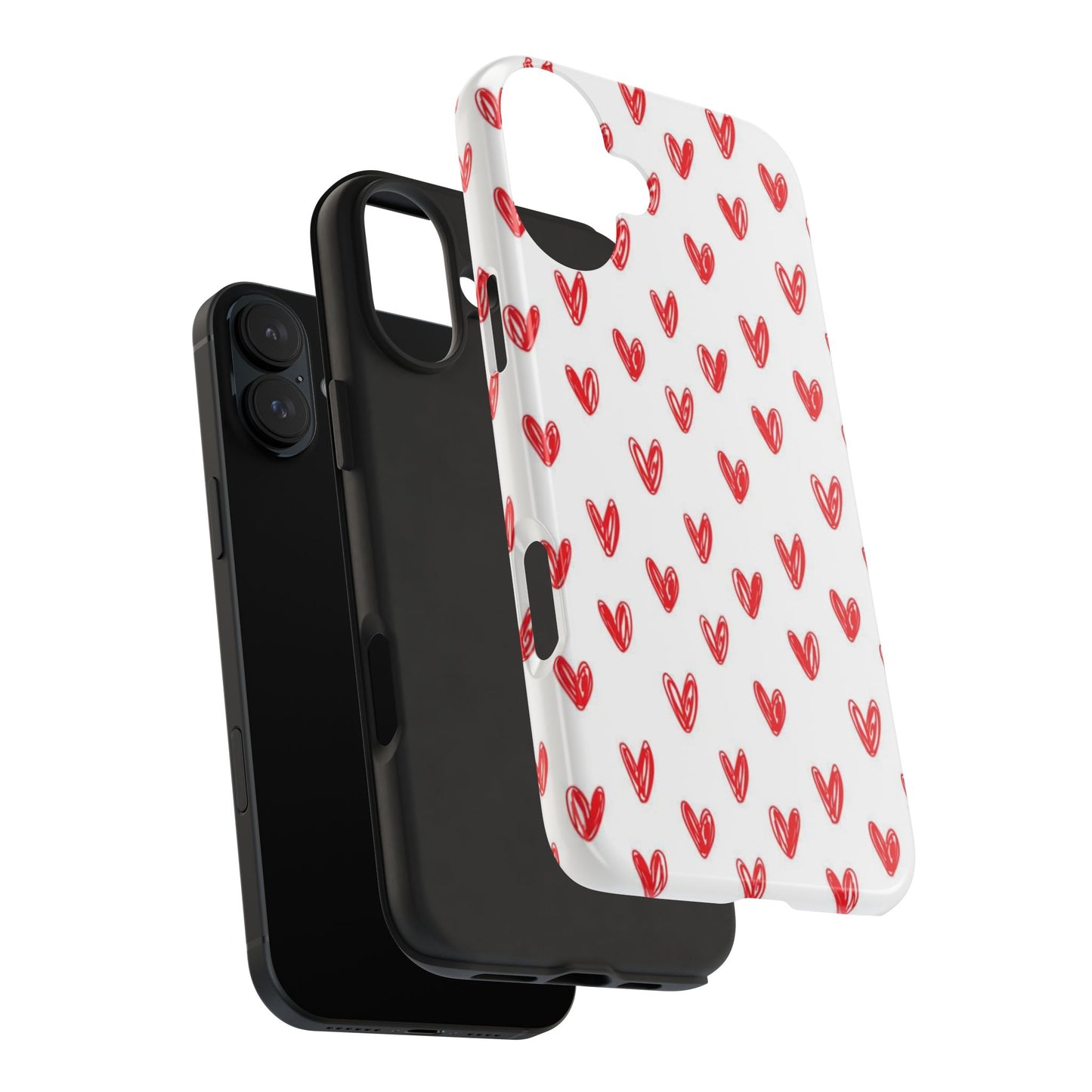 Love Notes | Red Hand-Drawn Hearts Phone Case Tough Phone Case