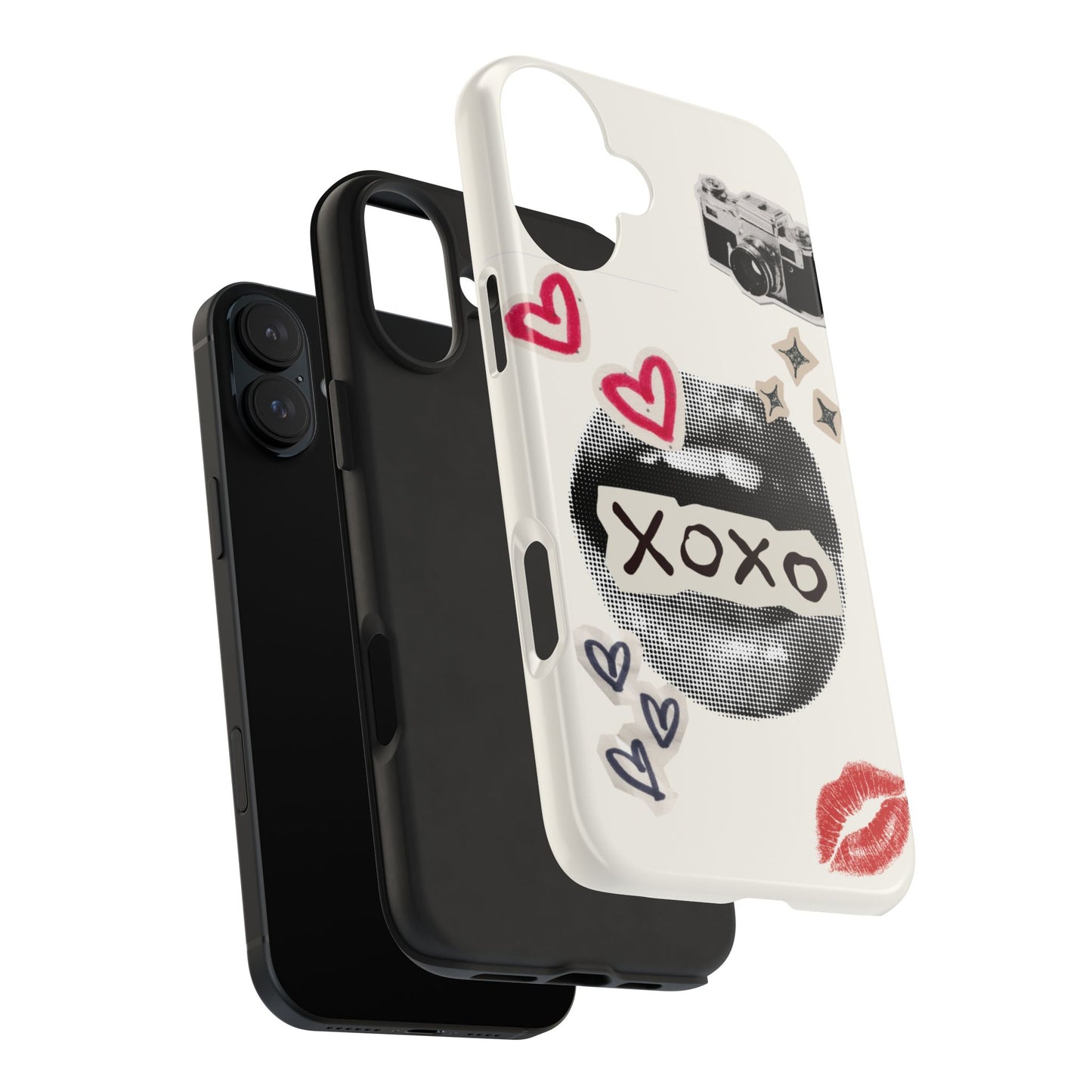 XOXO Lips Phone Case | Retro Pop Art Camera & Hearts