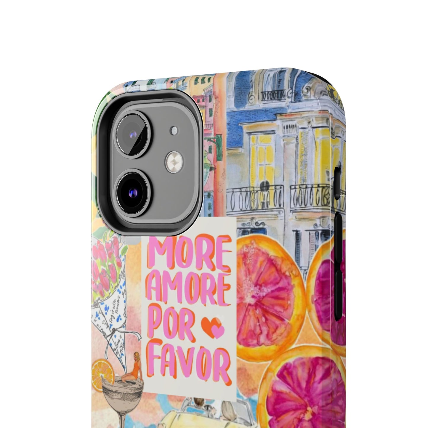 European Summers – Tough Phone Case  Tropical Watercolor Citrus & Seashell Design