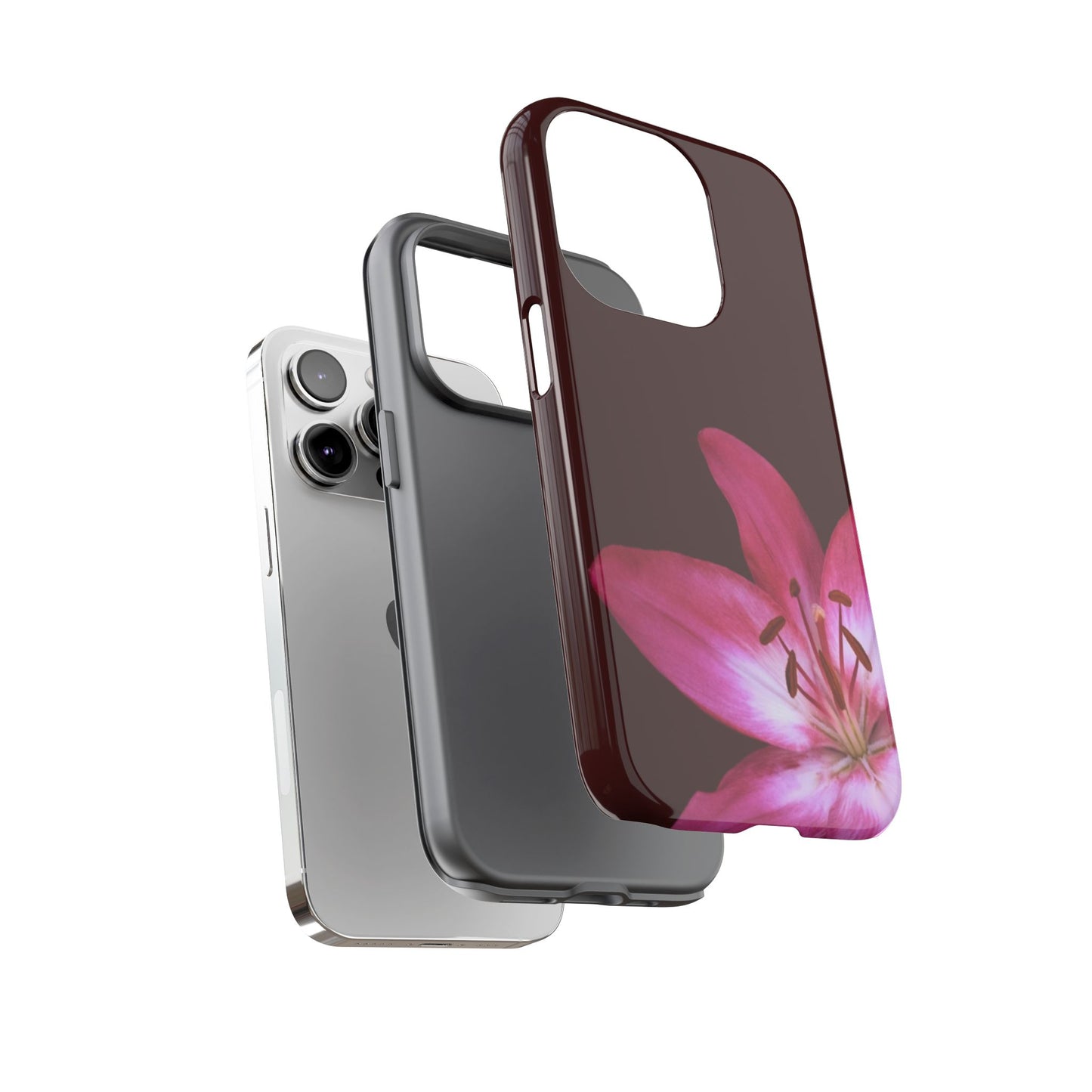 Burgundy Lily Floral – Phone Case Tough Case