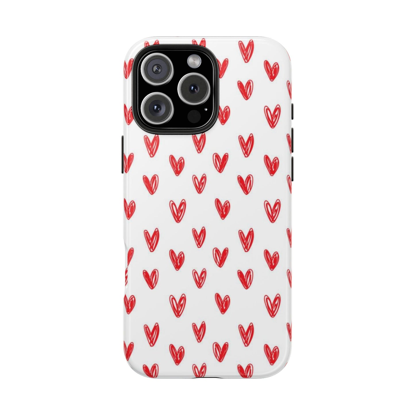 Love Notes | Red Hand-Drawn Hearts Phone Case Tough Phone Case
