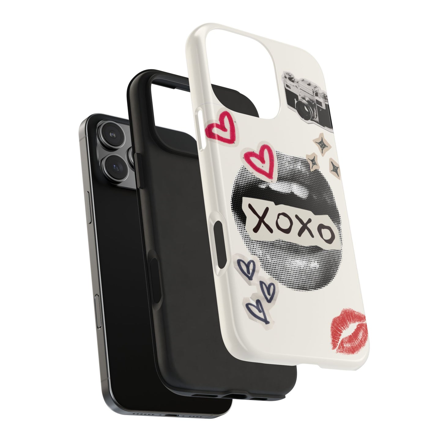 XOXO Lips Phone Case | Retro Pop Art Camera & Hearts