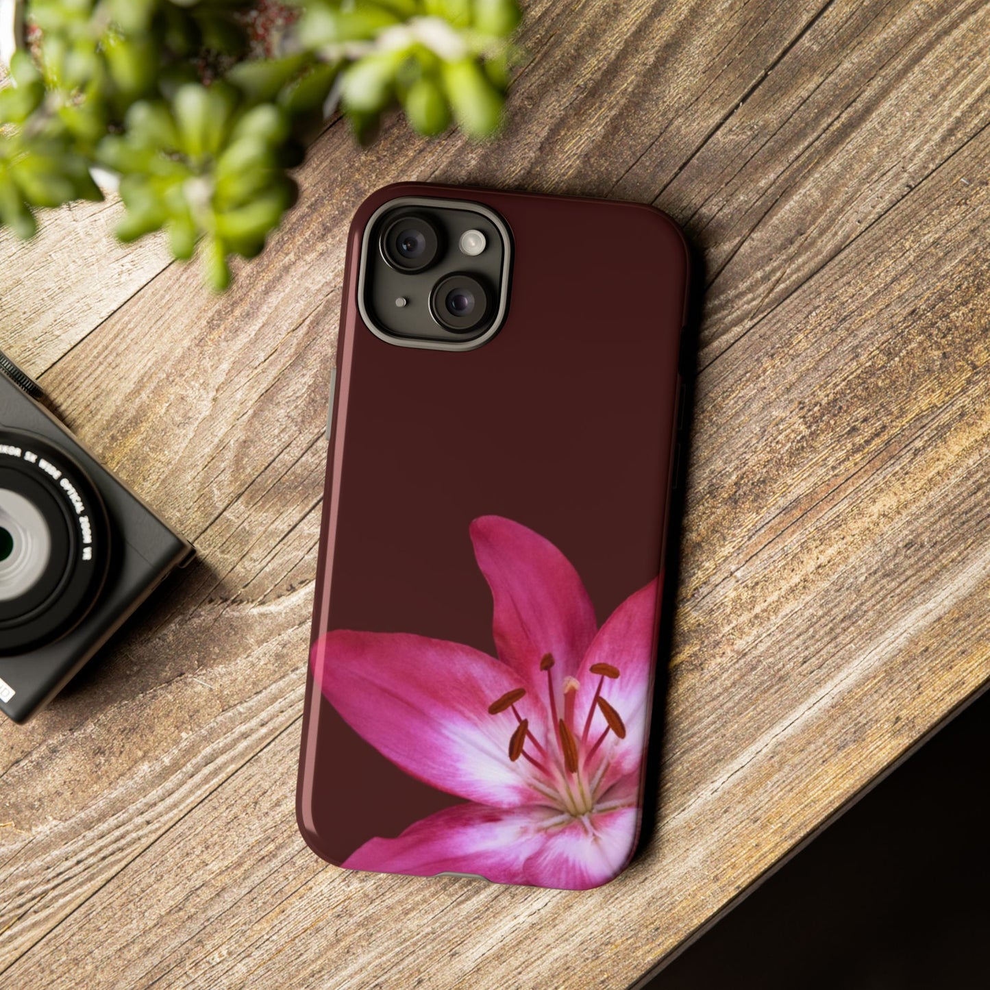 Burgundy Lily Floral – Phone Case Tough Case
