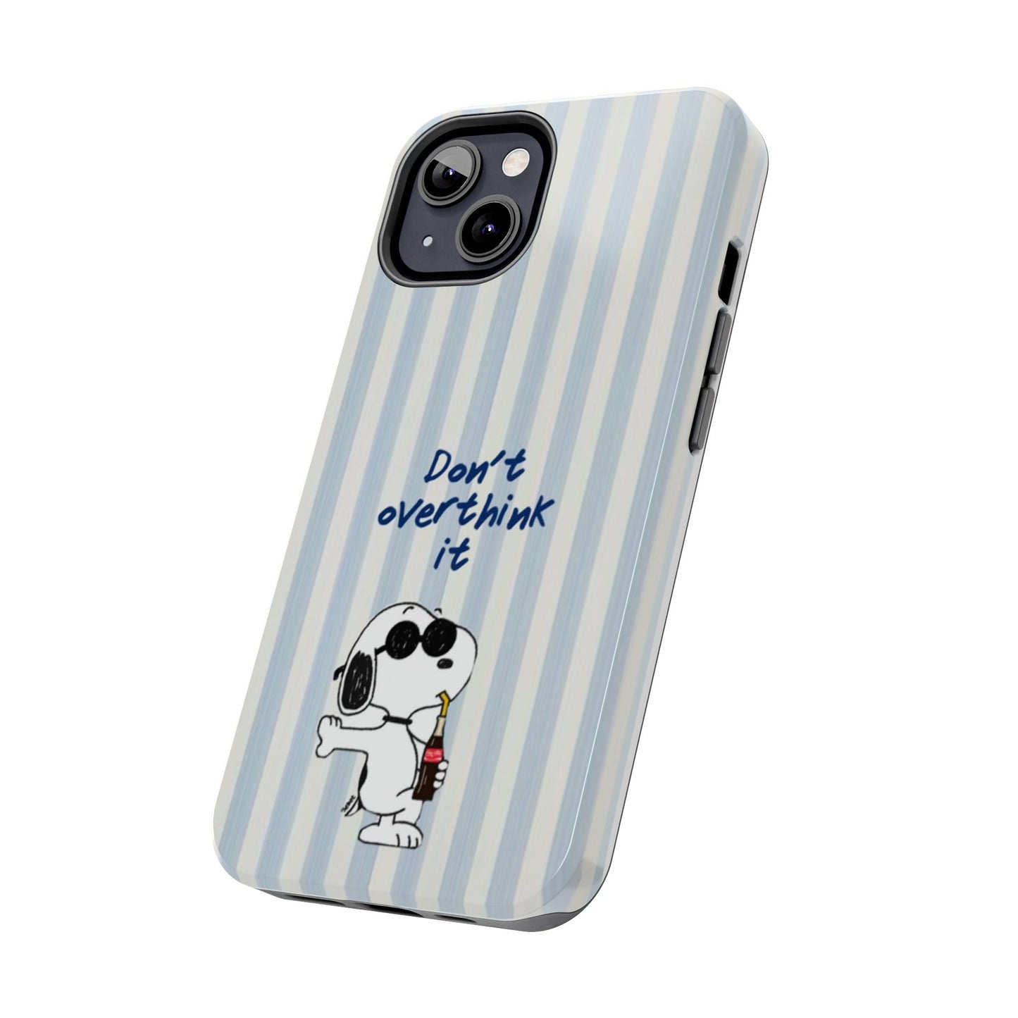 Snoopy "Don't Overthink It" Tough Phone Case — Striped Protective Cover