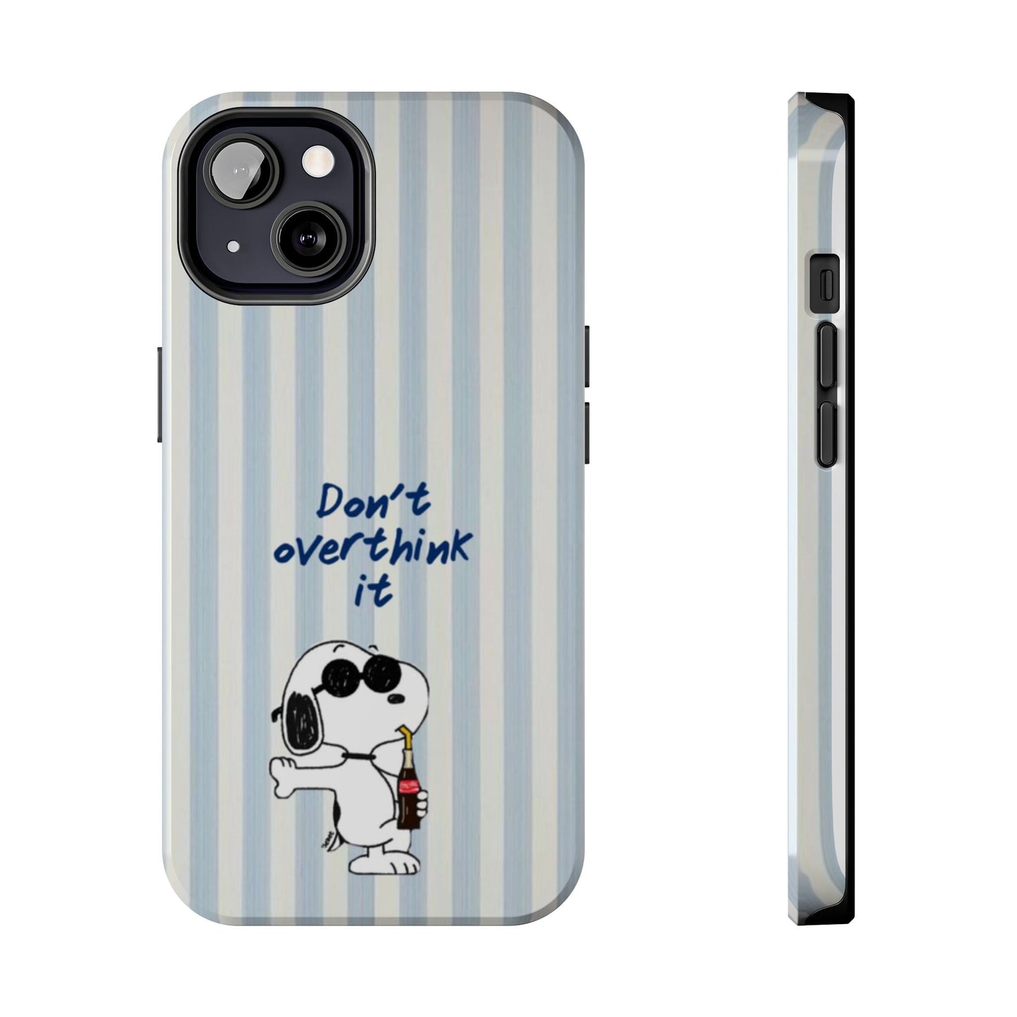 Snoopy "Don't Overthink It" Tough Phone Case — Striped Protective Cover