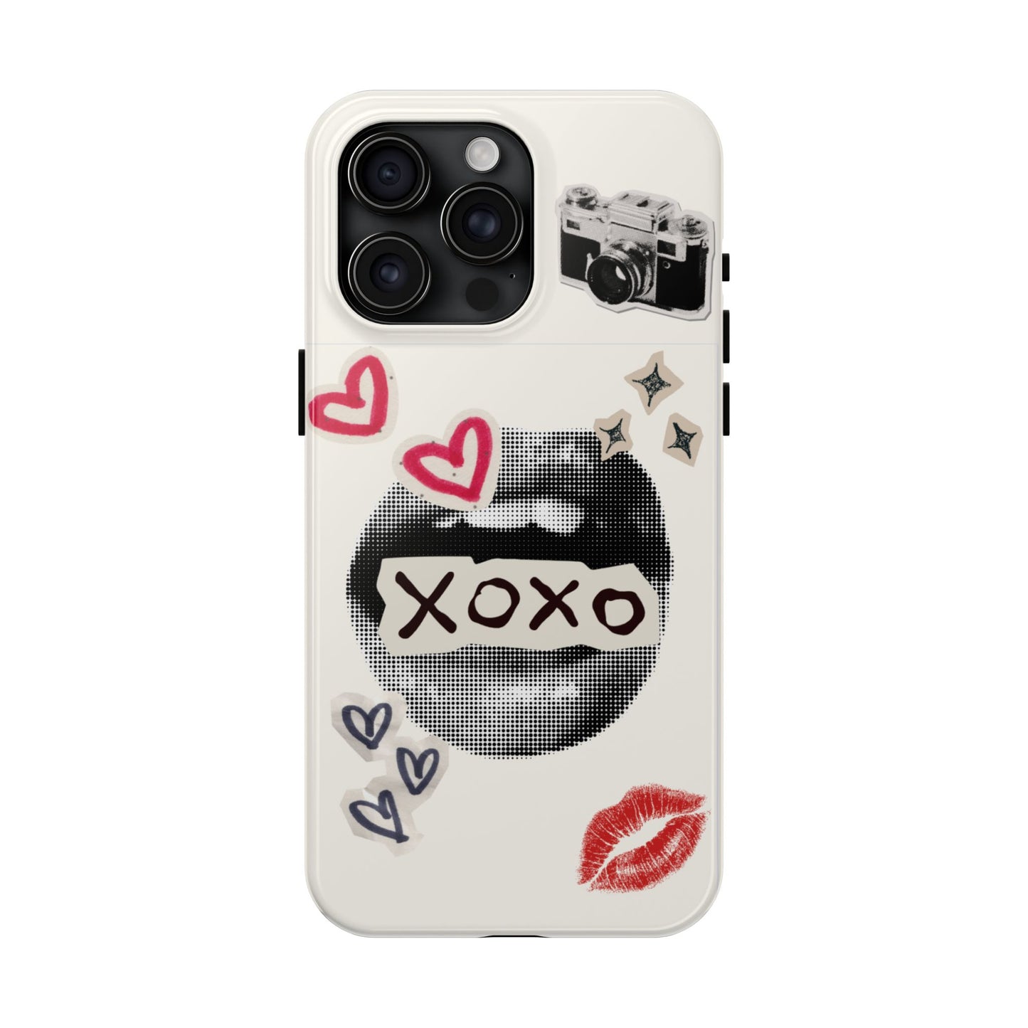 XOXO Lips Phone Case | Retro Pop Art Camera & Hearts