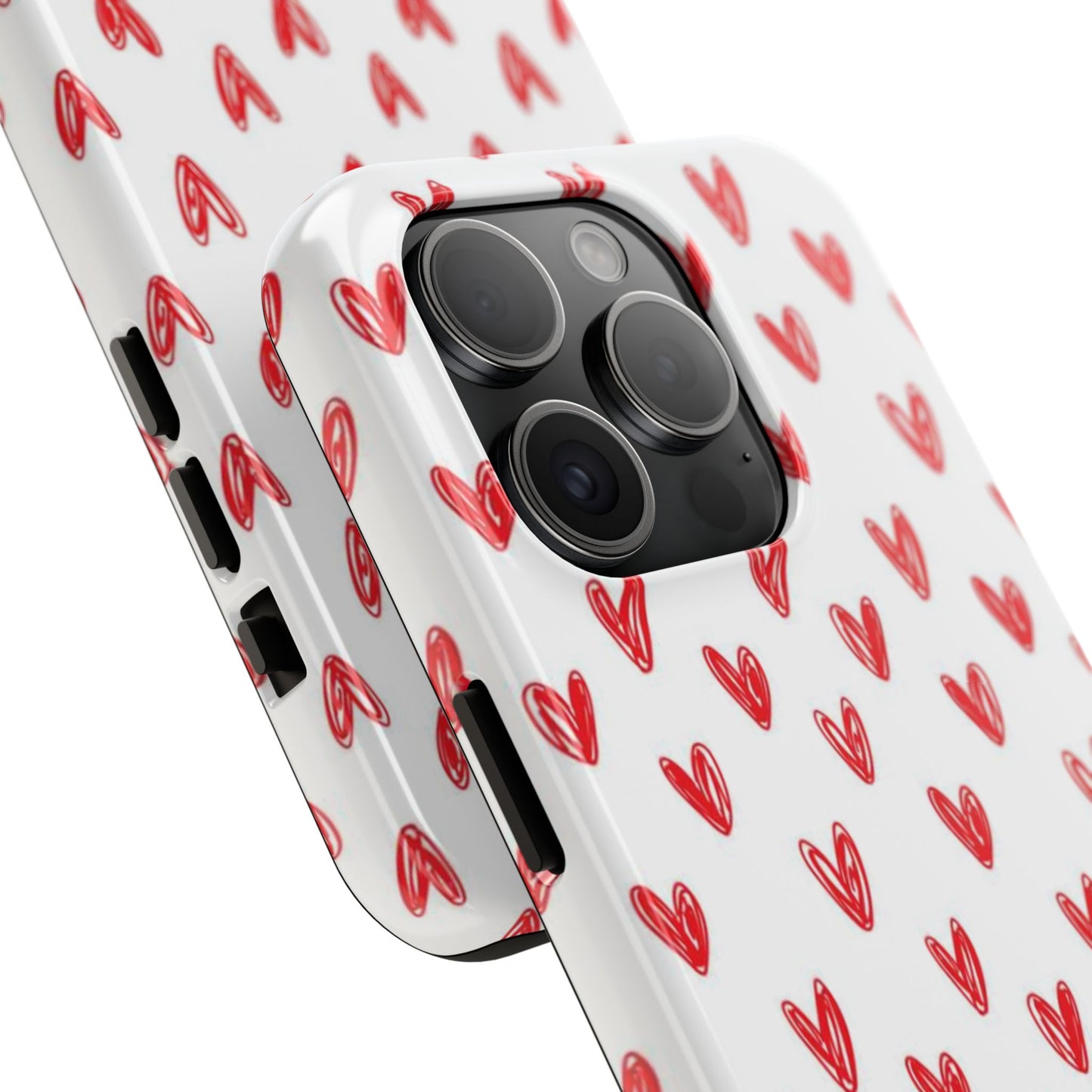 Love Notes | Red Hand-Drawn Hearts Phone Case Tough Phone Case