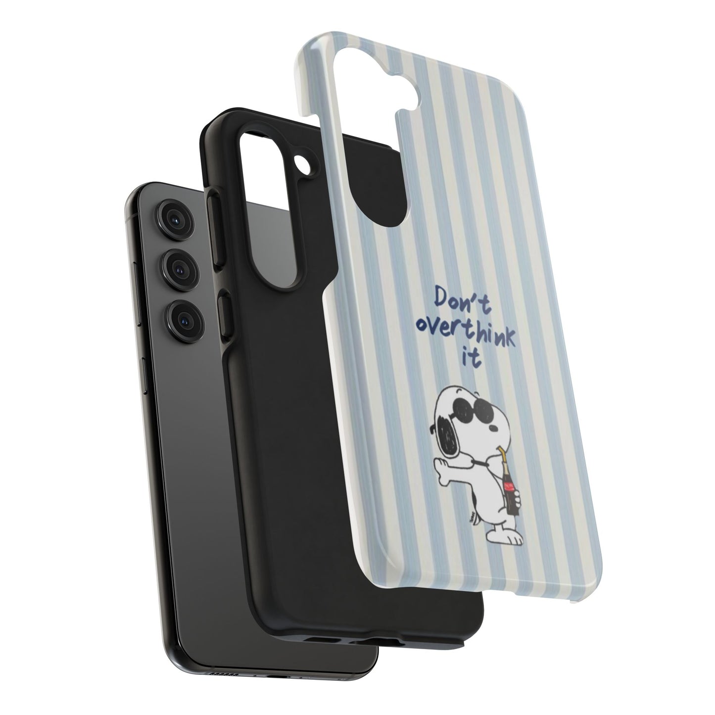 Snoopy "Don't Overthink It" Tough Phone Case — Striped Protective Cover
