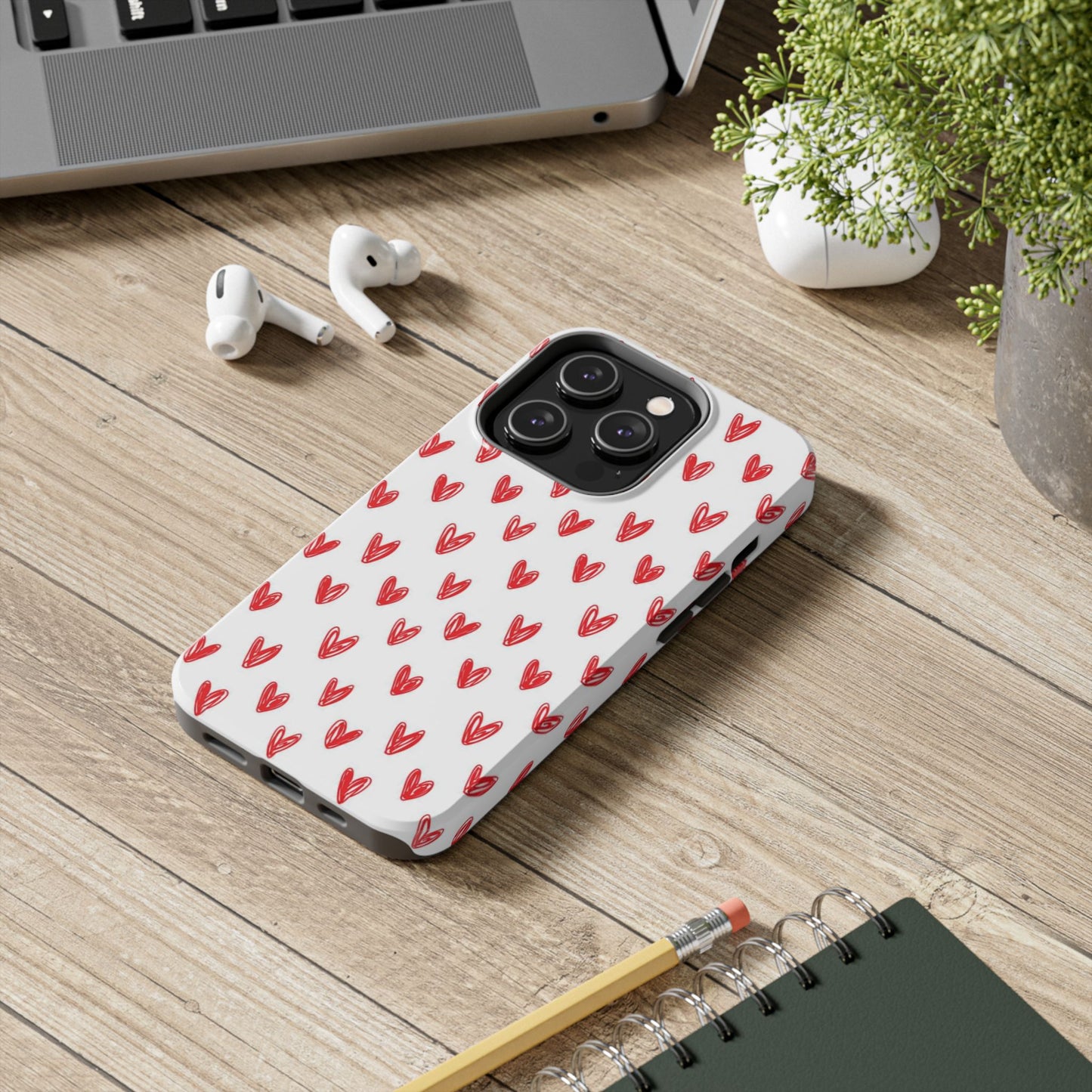 Love Notes | Red Hand-Drawn Hearts Phone Case Tough Phone Case