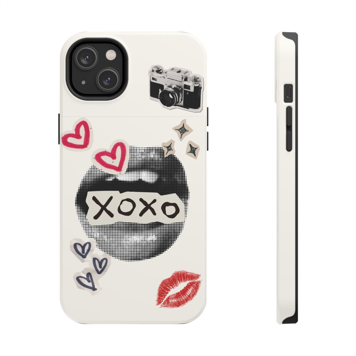 XOXO Lips Phone Case | Retro Pop Art Camera & Hearts