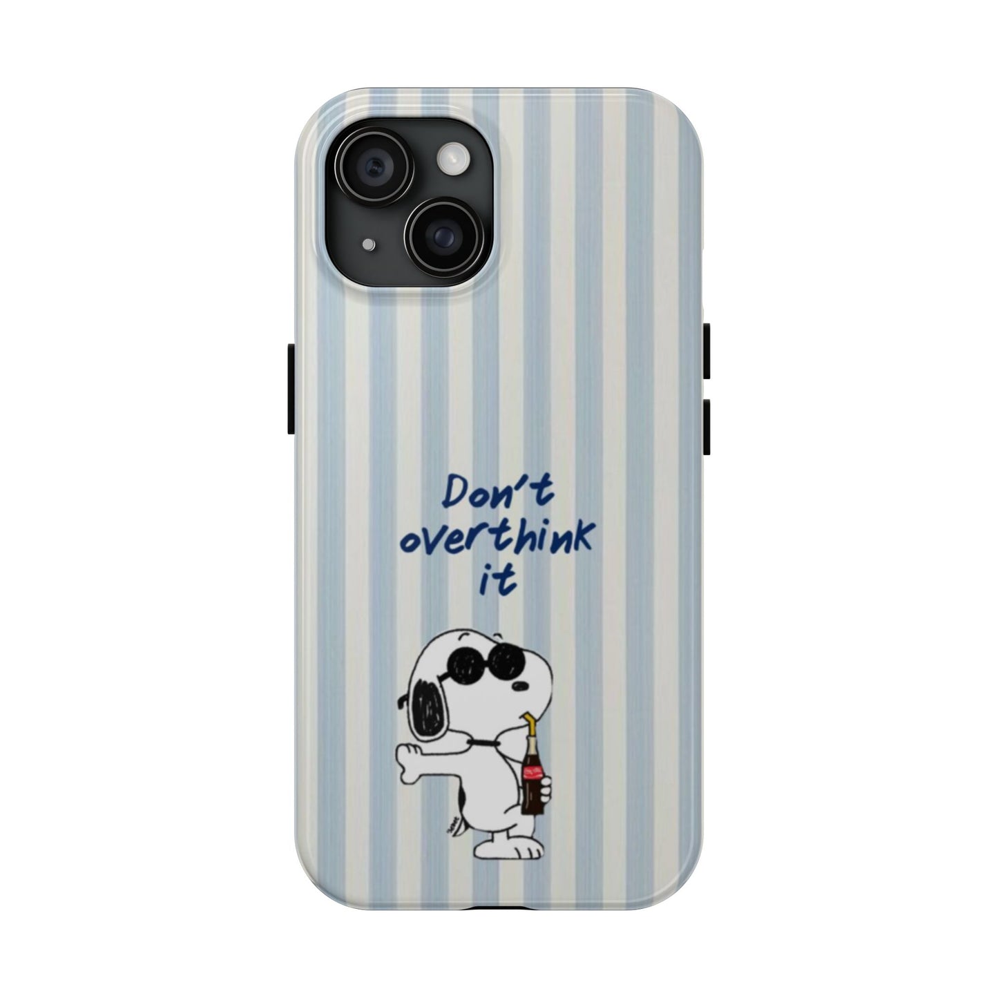 Snoopy "Don't Overthink It" Tough Phone Case — Striped Protective Cover