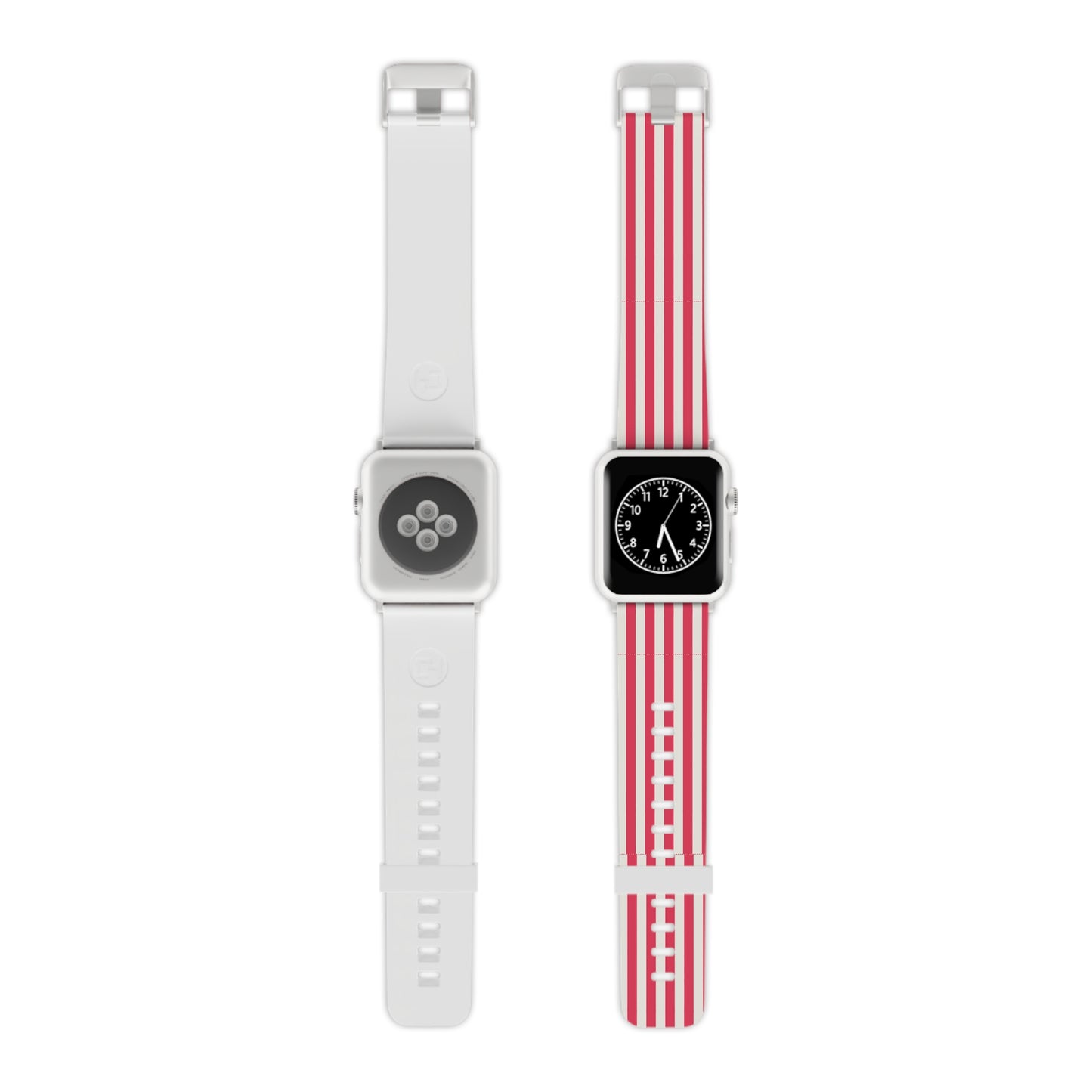Striped Red & White Apple Watch Band —