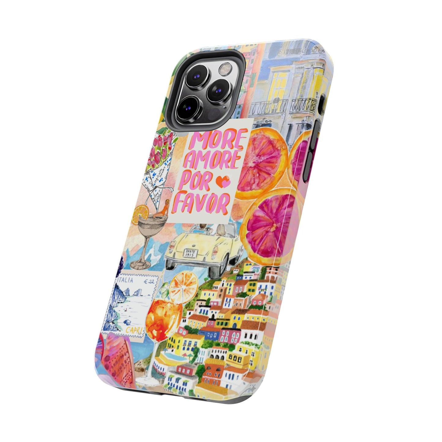 European Summers – Tough Phone Case  Tropical Watercolor Citrus & Seashell Design
