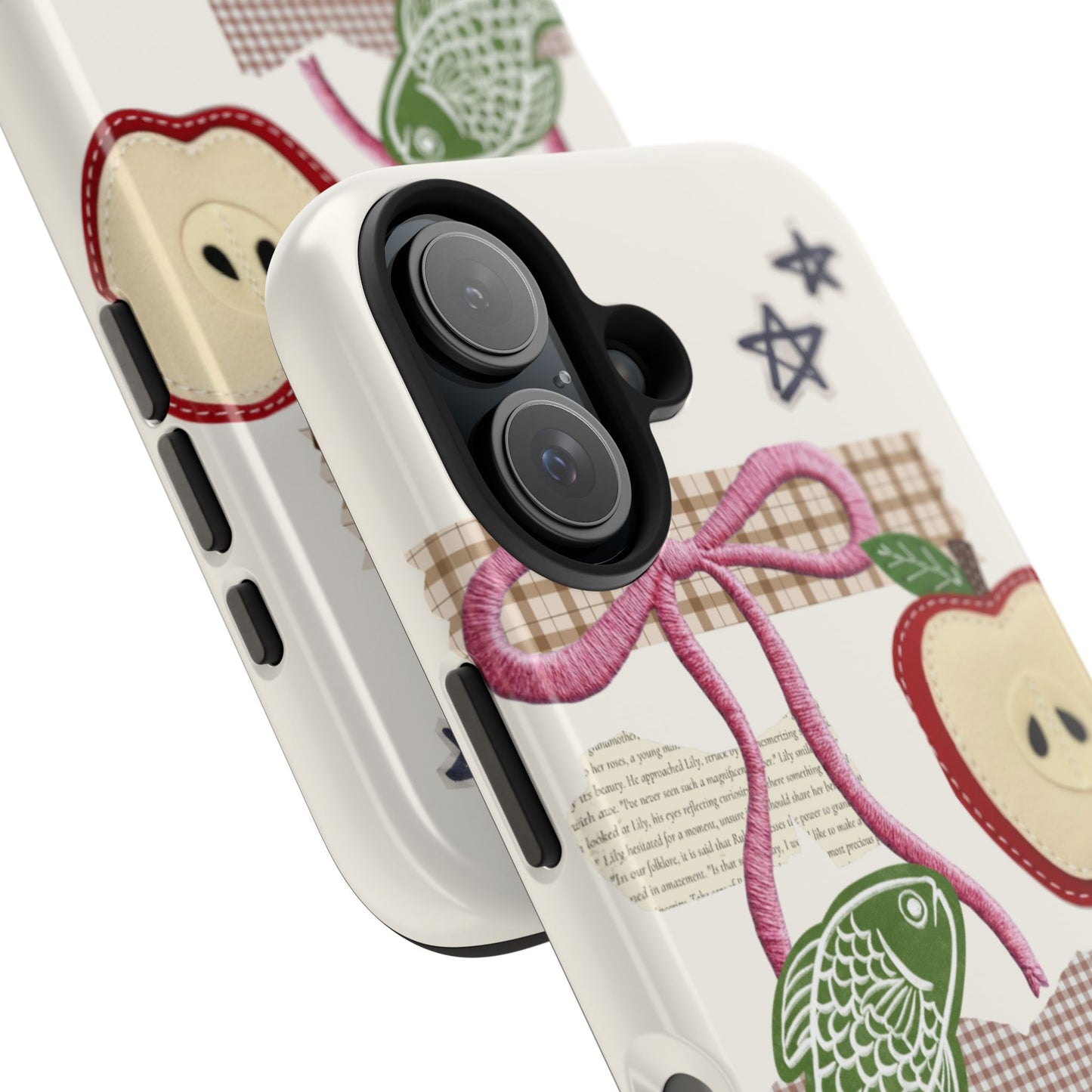 Spring Fling — Collage of Flowers Stars Fruit Fish Newspaper Cream Phone Case