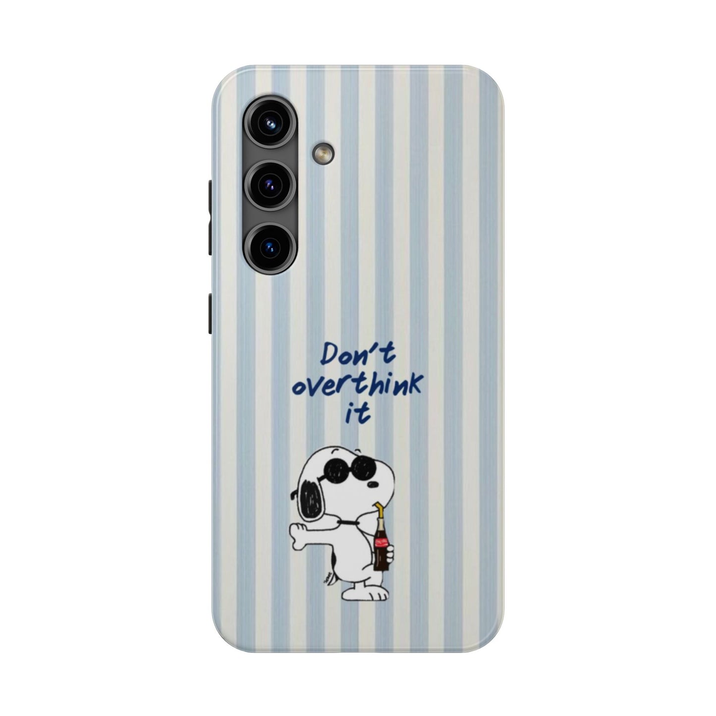 Snoopy "Don't Overthink It" Tough Phone Case — Striped Protective Cover