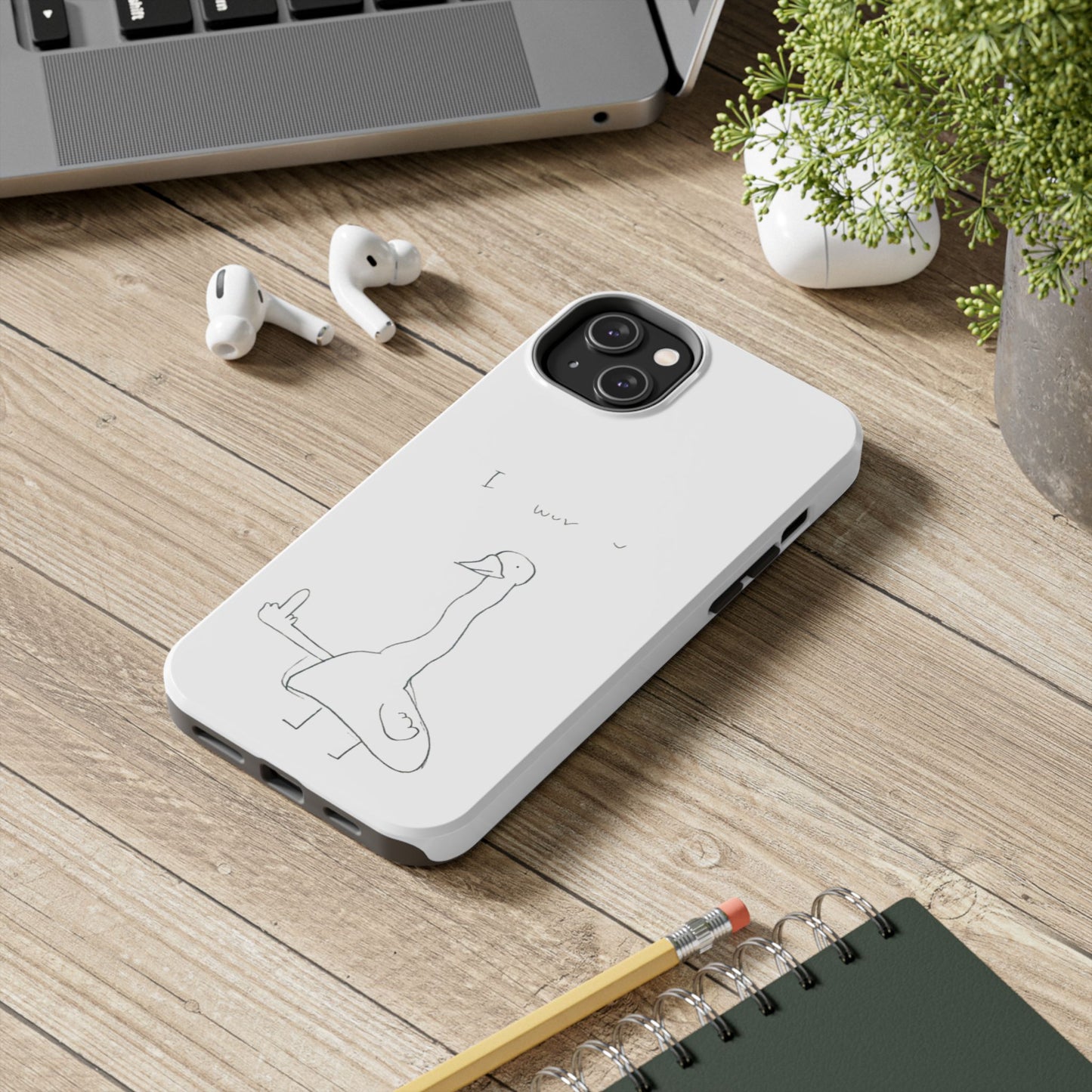 Funny Duck 'I wuv u'— Tough Phone Case