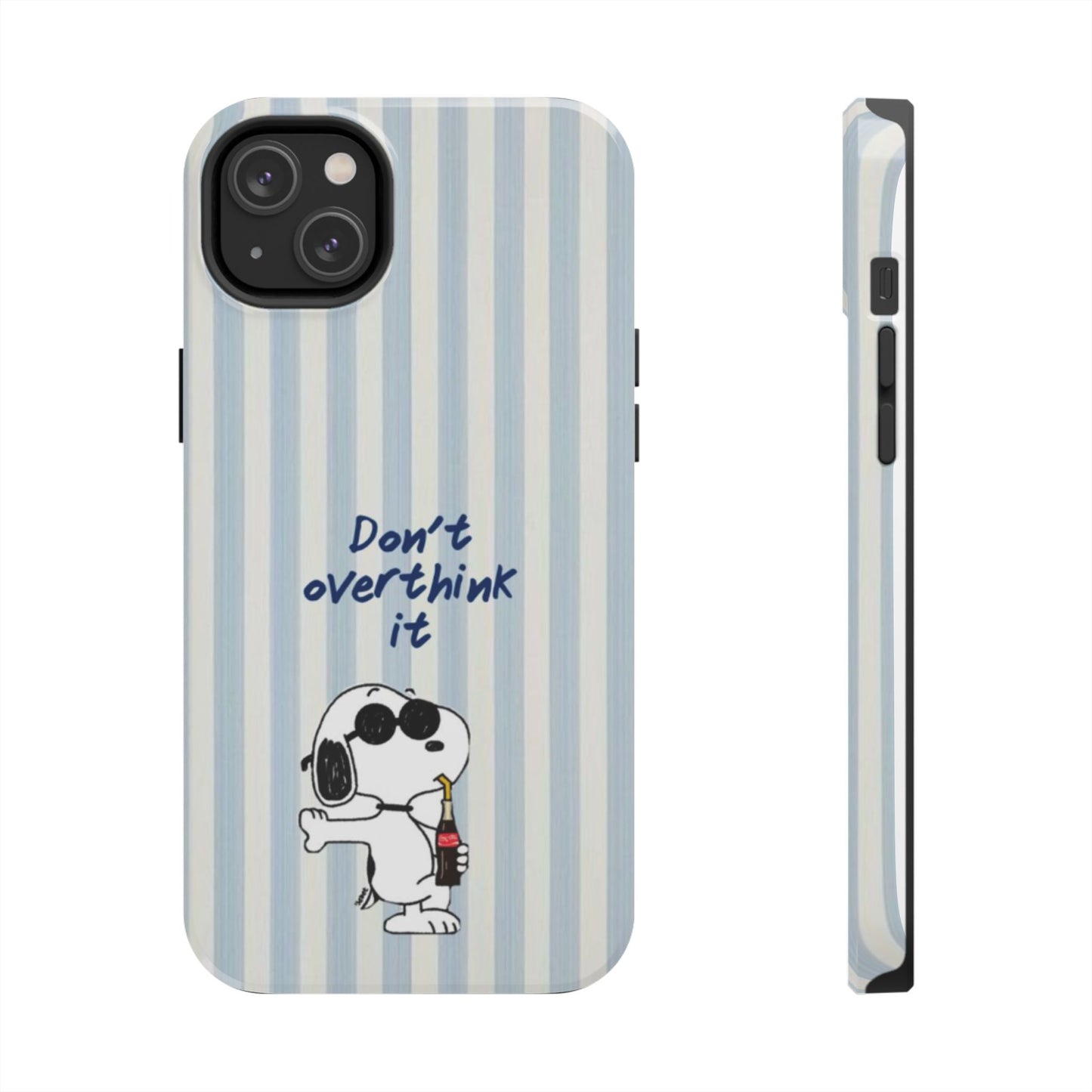 Snoopy "Don't Overthink It" Tough Phone Case — Striped Protective Cover