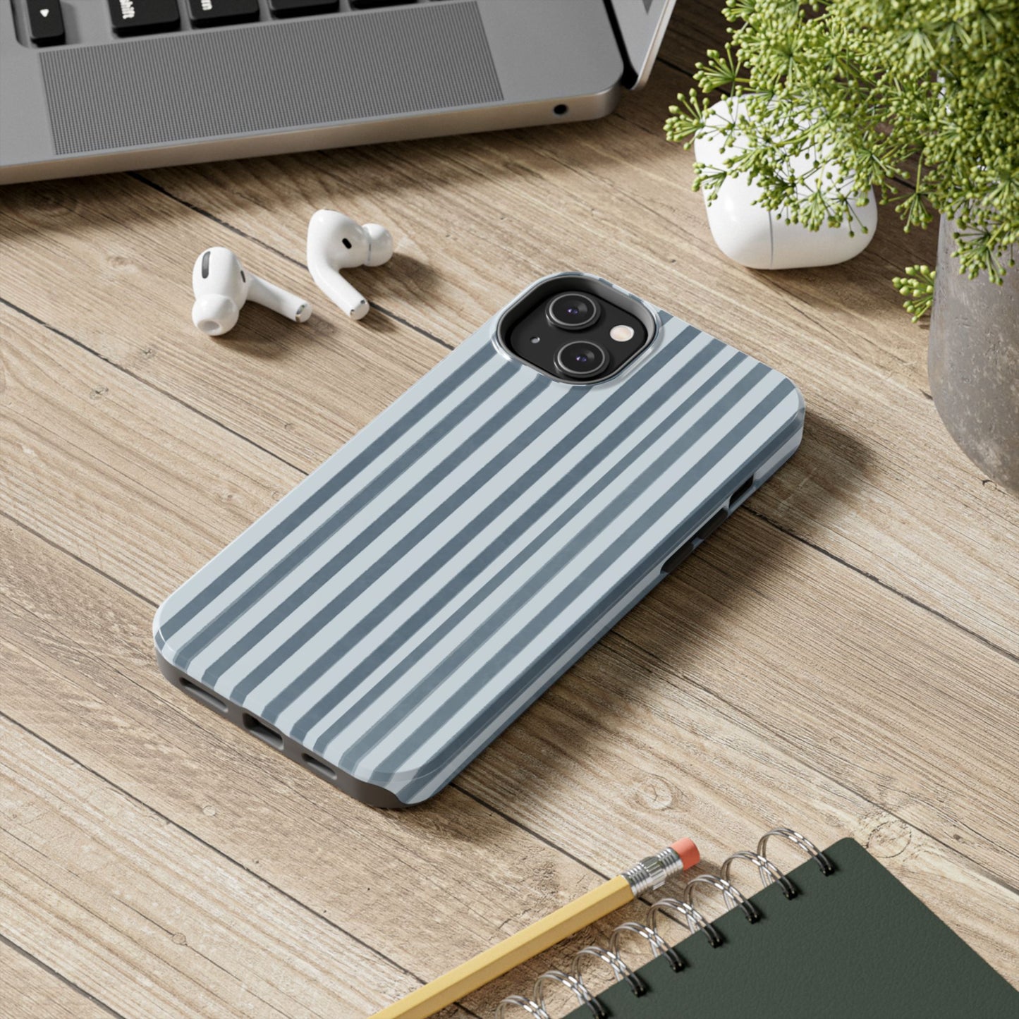 Rainy Day – Striped Tough Phone Case Blue Vertical Stripes,