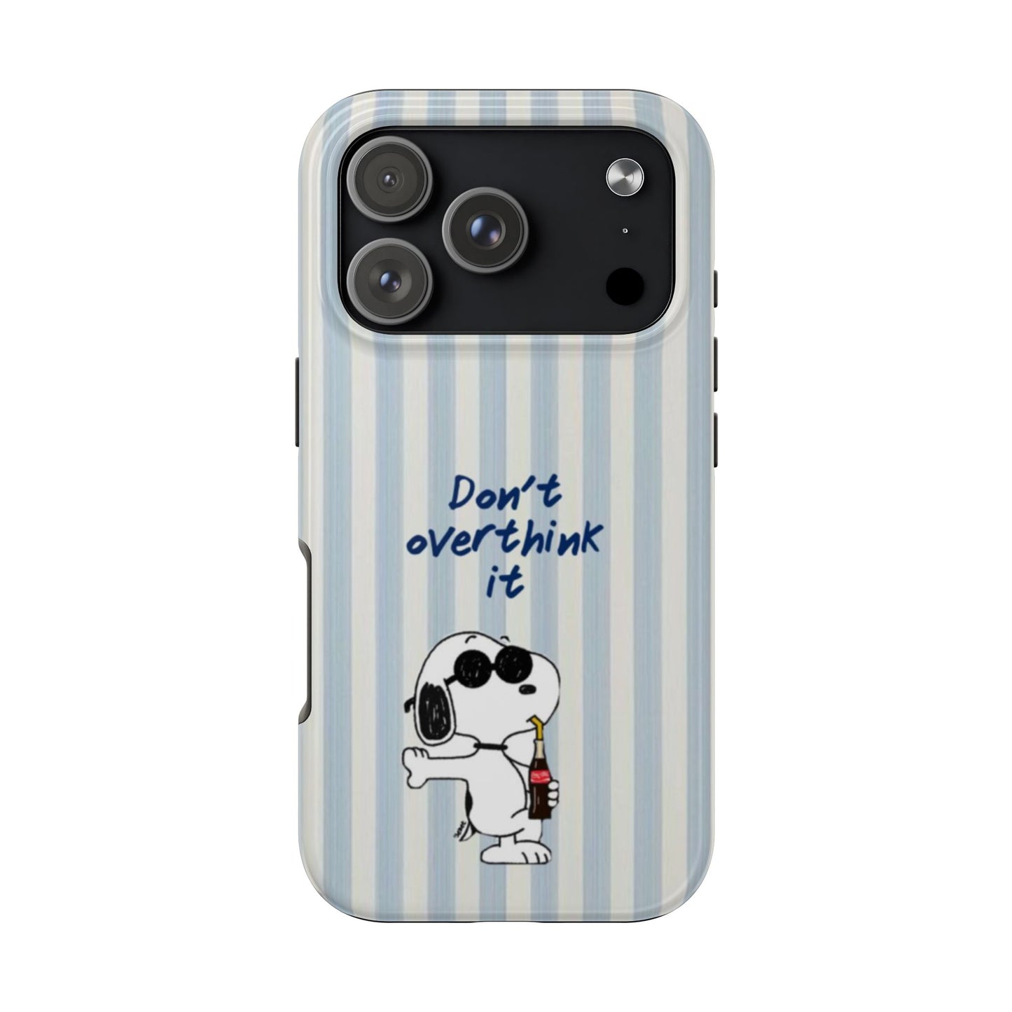 Snoopy "Don't Overthink It" Tough Phone Case — Striped Protective Cover