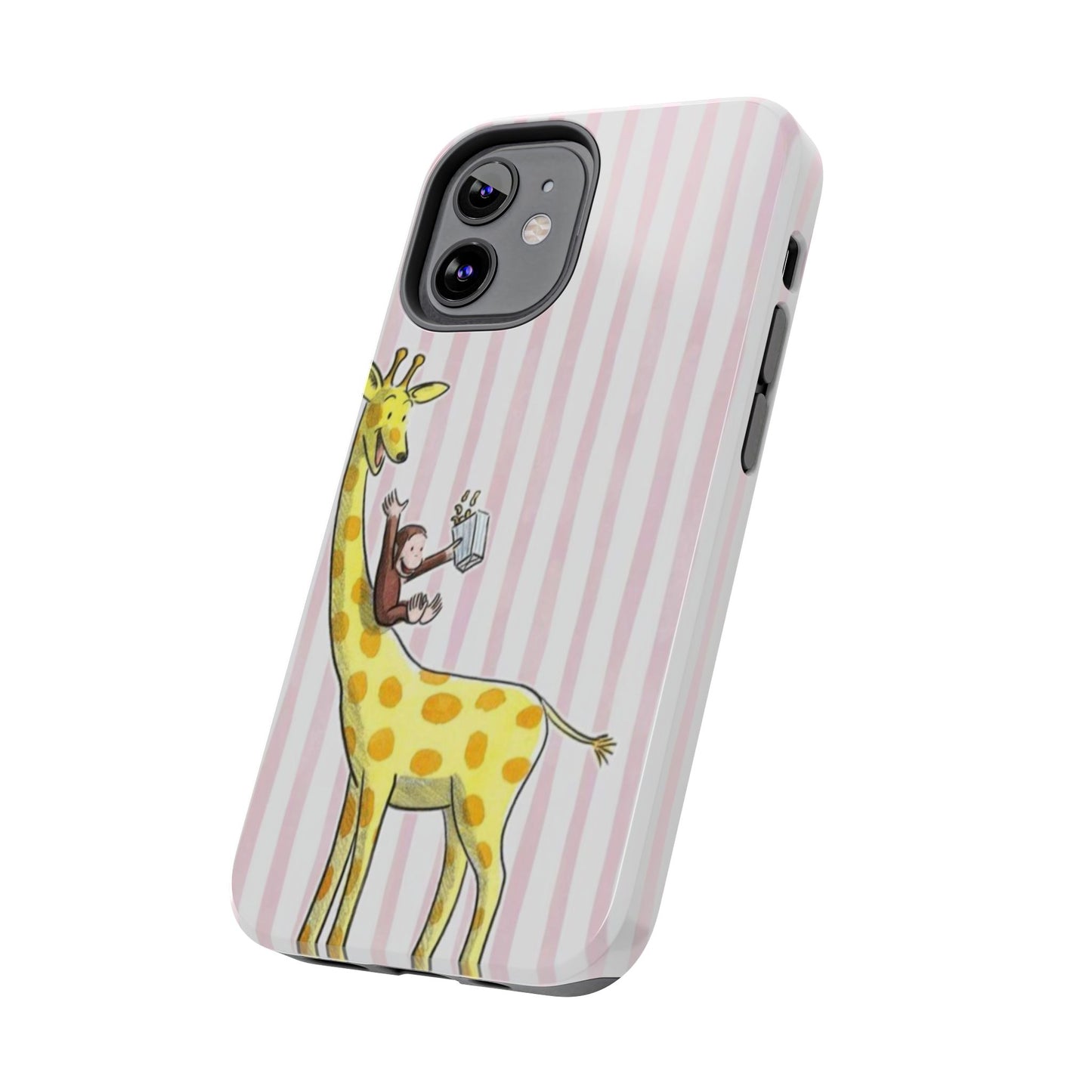 Curious George and Giraffe — Giraffe & Monkey Phone Case Cute Pink Striped Tough Case