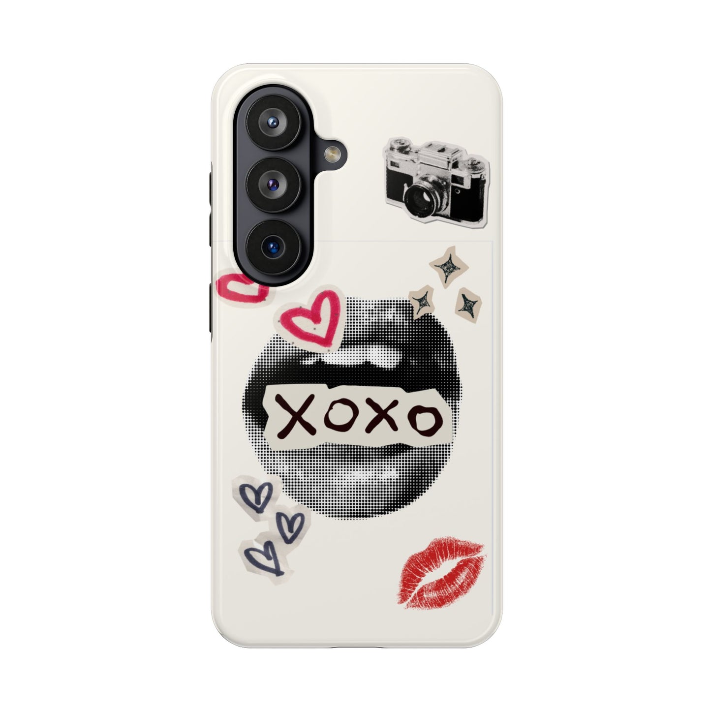 XOXO Lips Phone Case | Retro Pop Art Camera & Hearts
