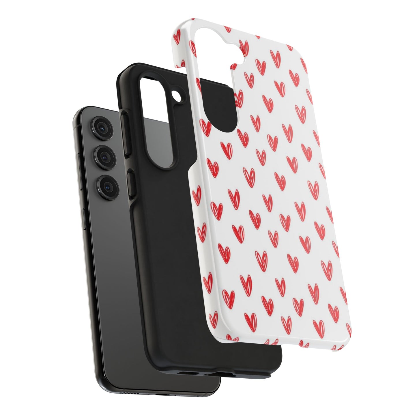 Love Notes | Red Hand-Drawn Hearts Phone Case Tough Phone Case