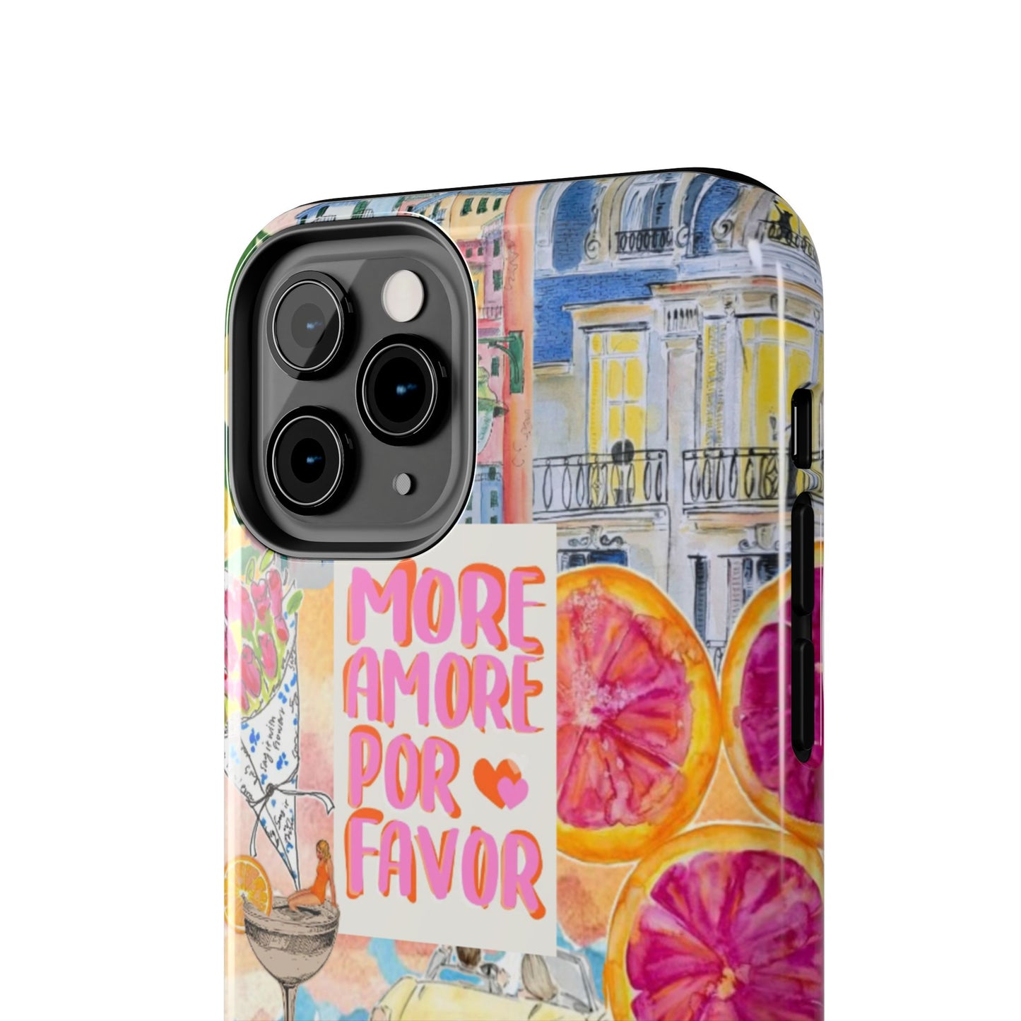 European Summers – Tough Phone Case  Tropical Watercolor Citrus & Seashell Design