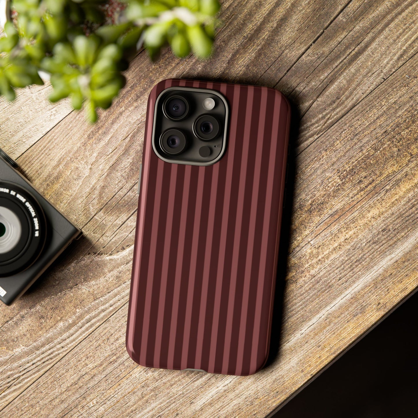 Striped Double Burgundy  — Tough Phone Case