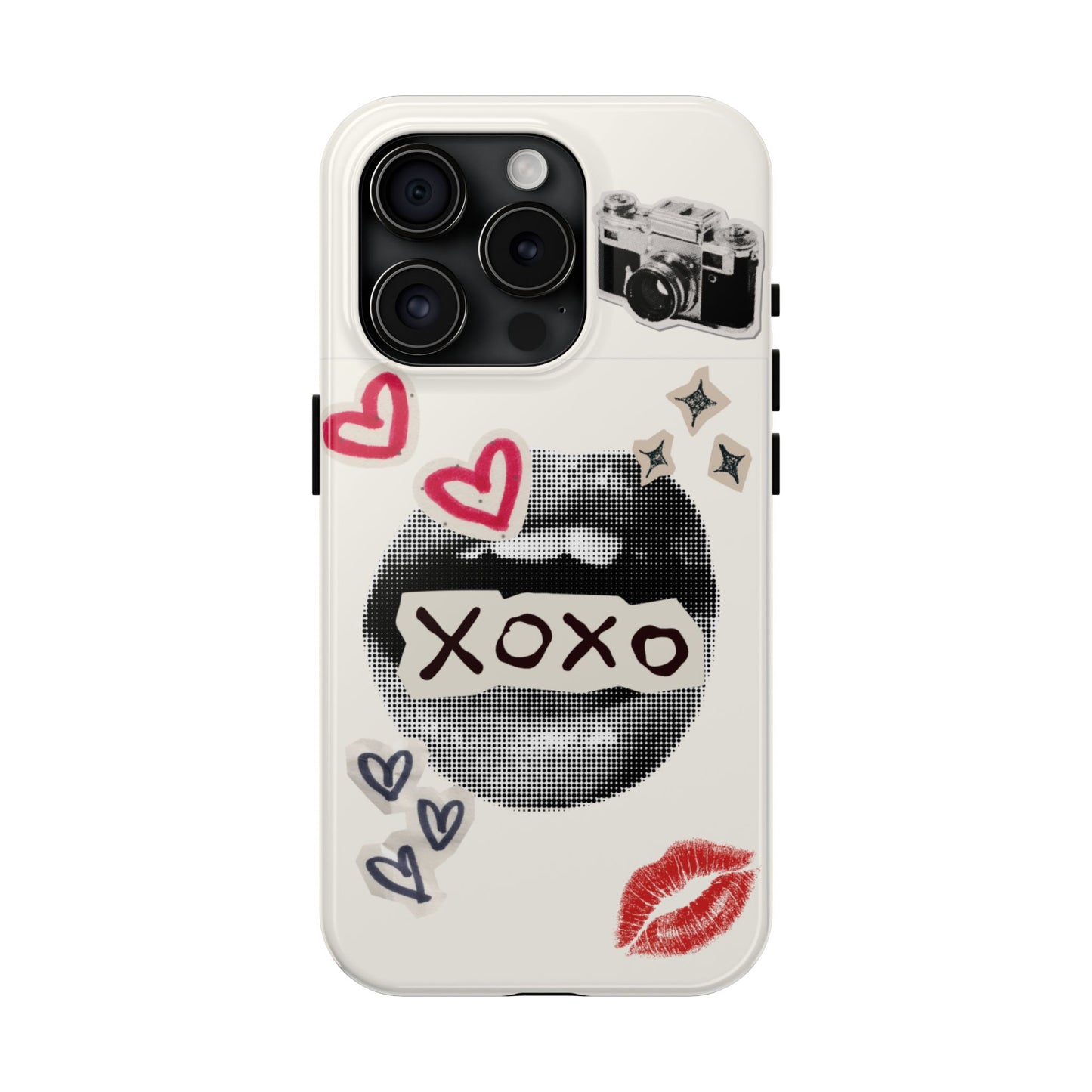 XOXO Lips Phone Case | Retro Pop Art Camera & Hearts