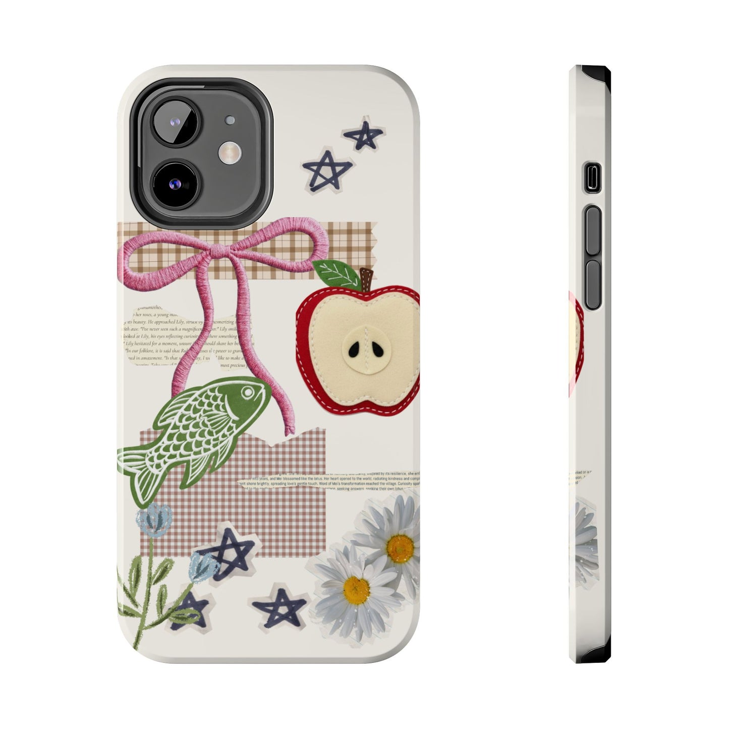Spring Fling — Collage of Flowers Stars Fruit Fish Newspaper Cream Phone Case