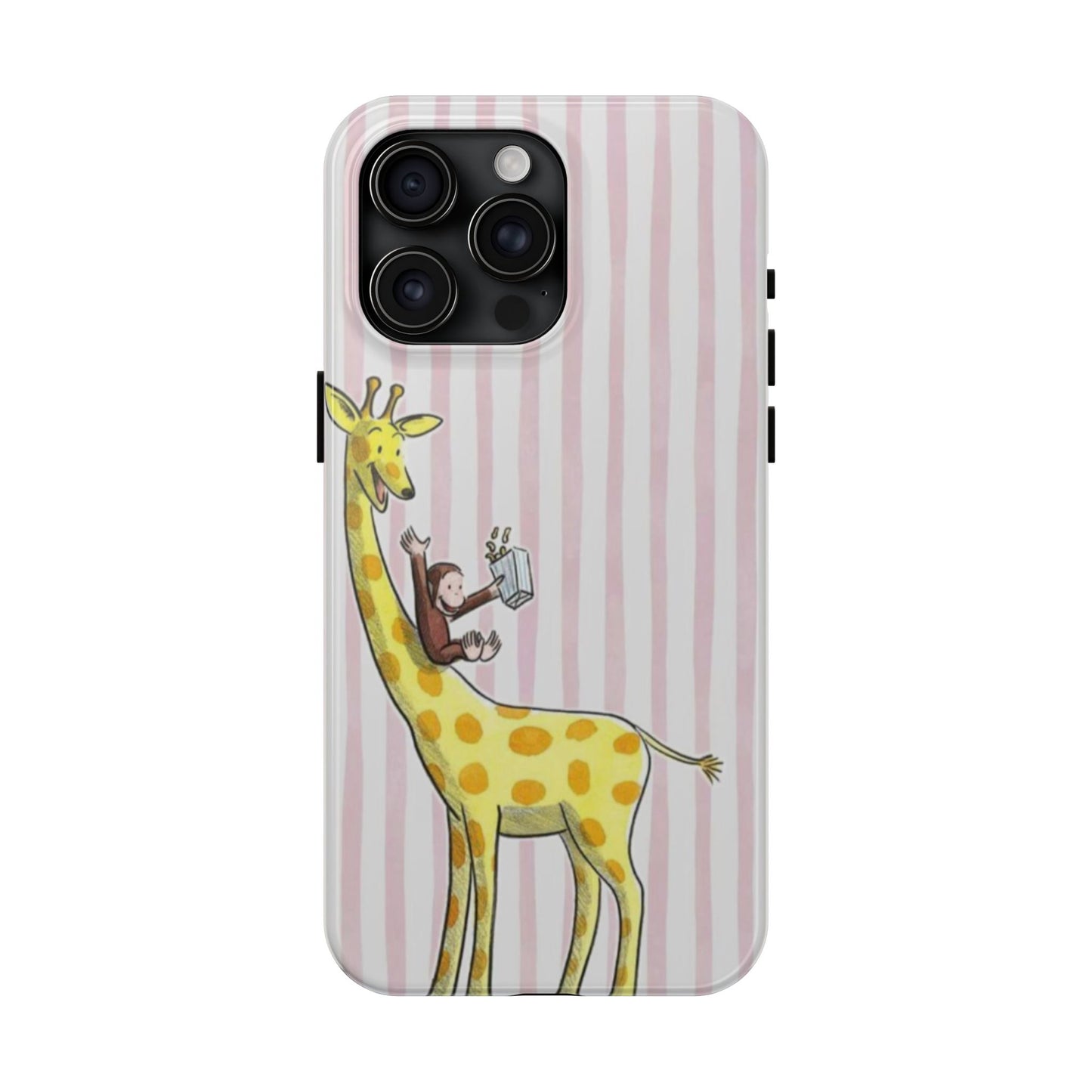 Curious George and Giraffe — Giraffe & Monkey Phone Case Cute Pink Striped Tough Case