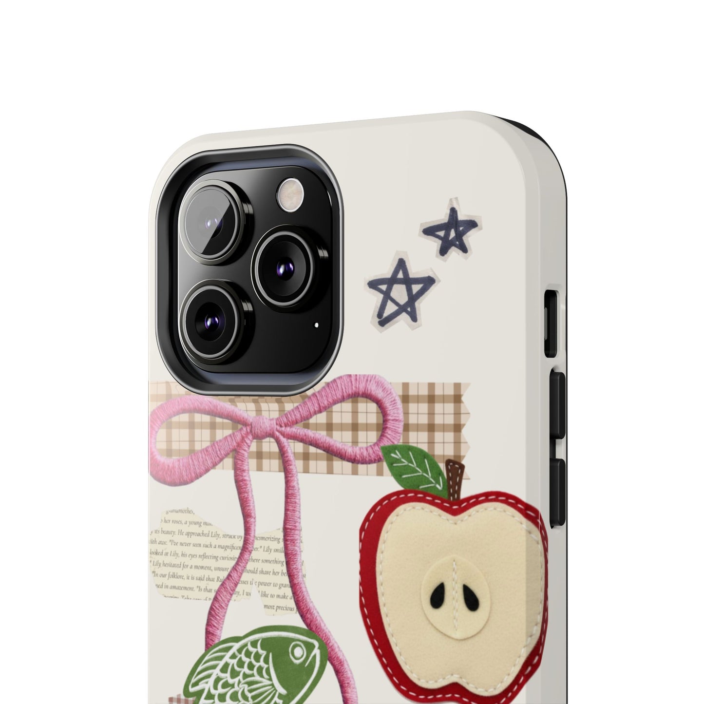 Spring Fling — Collage of Flowers Stars Fruit Fish Newspaper Cream Phone Case