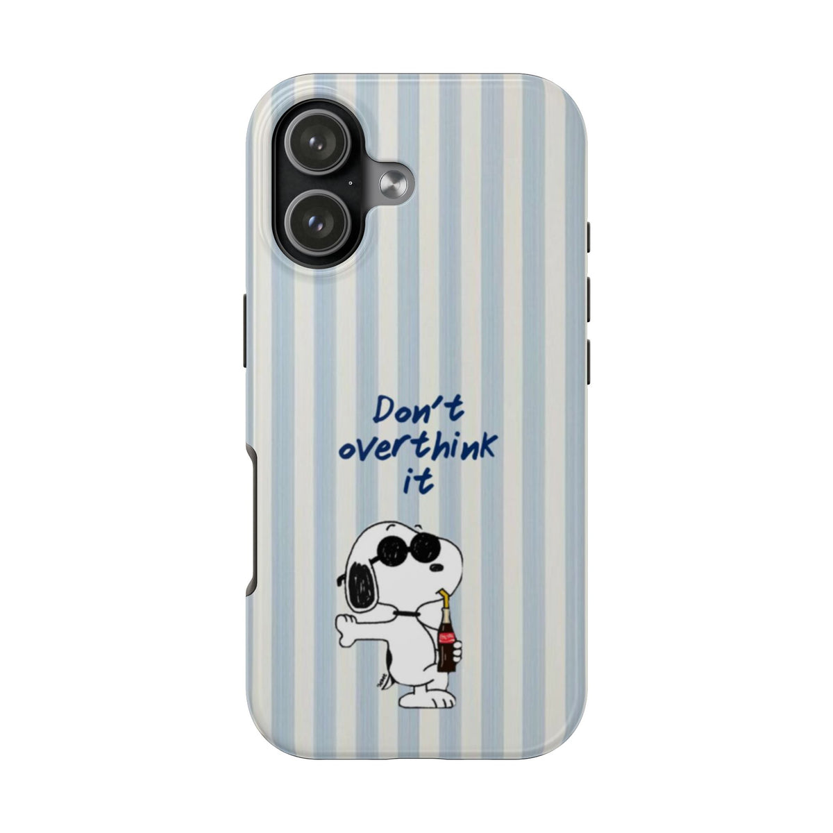 Snoopy "Don't Overthink It" Tough Phone Case — Striped Protective Cover