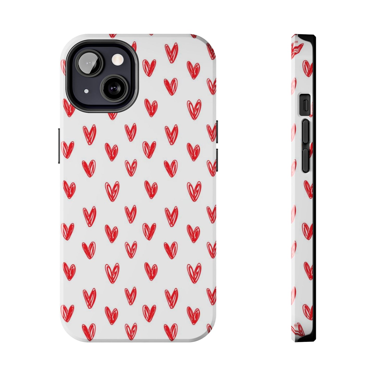 Love Notes | Red Hand-Drawn Hearts Phone Case Tough Phone Case