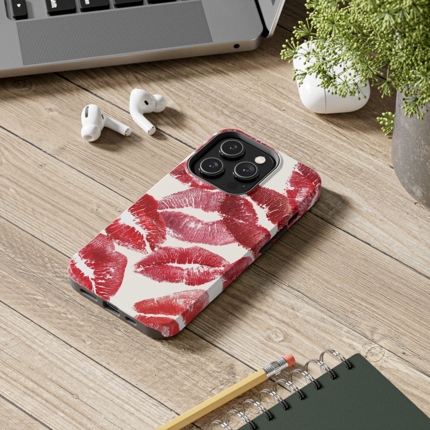 Red Lipstick Kiss Pattern Phone Case | Tough Phone Case