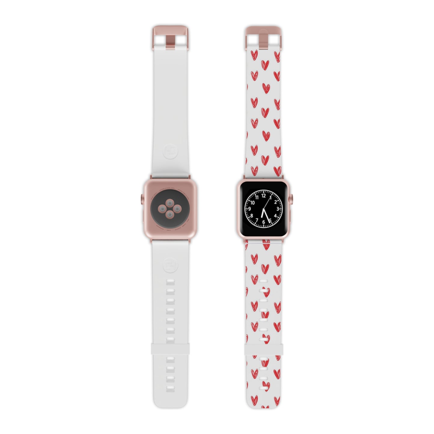 Left On Red — Apple Watch Band Red Hand-Drawn Hearts Pattern