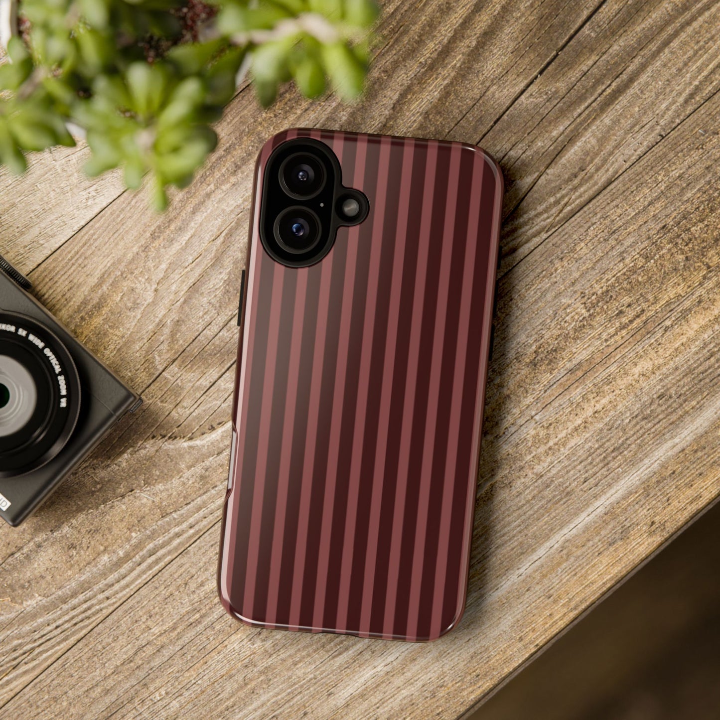 Striped Double Burgundy  — Tough Phone Case