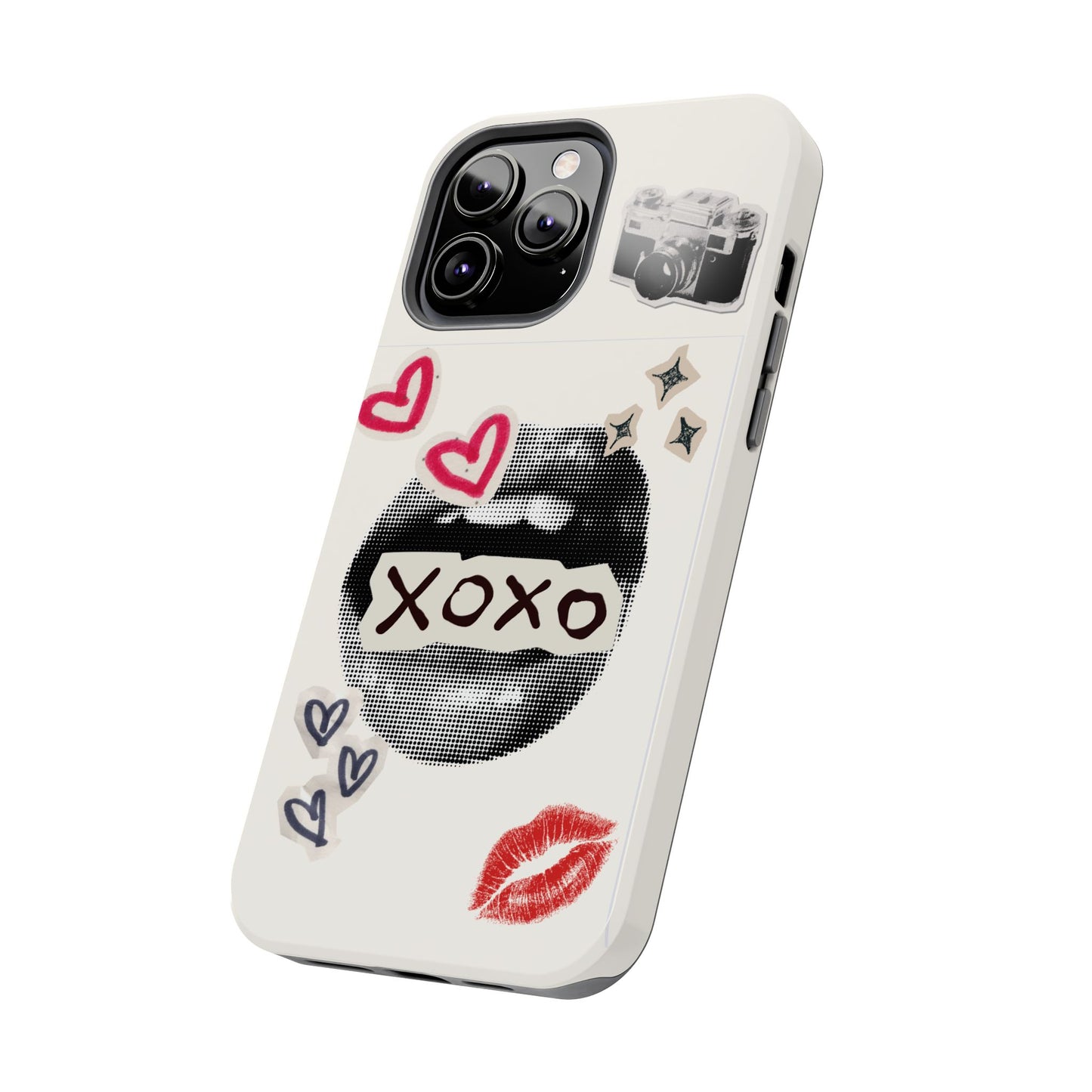 XOXO Lips Phone Case | Retro Pop Art Camera & Hearts