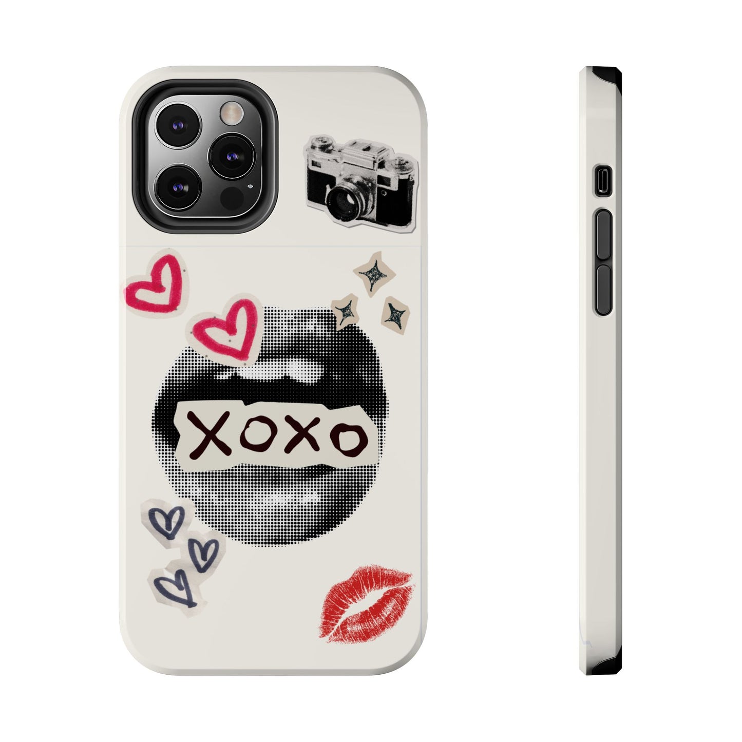 XOXO Lips Phone Case | Retro Pop Art Camera & Hearts
