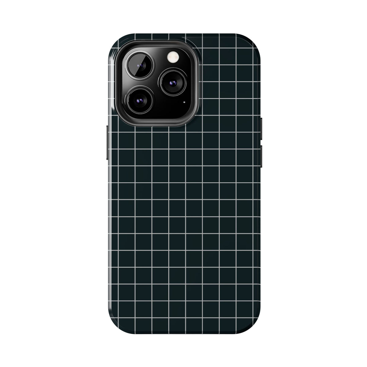 Black White Minimalist  Grid Pattern  —  Tough Phone Case