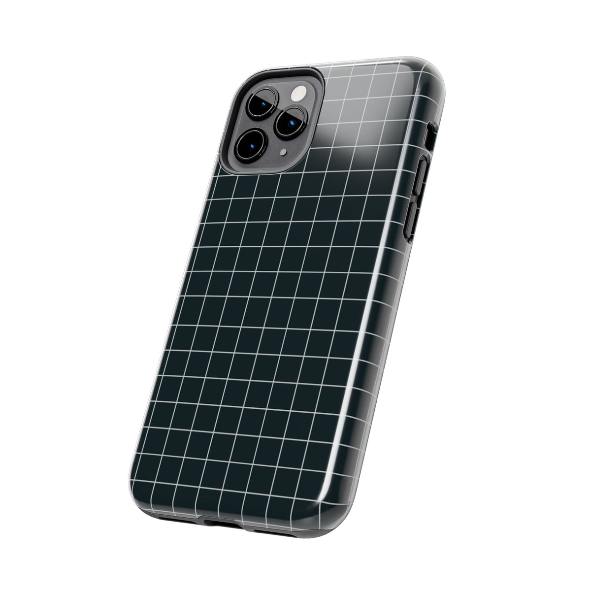 Black White Minimalist  Grid Pattern  —  Tough Phone Case