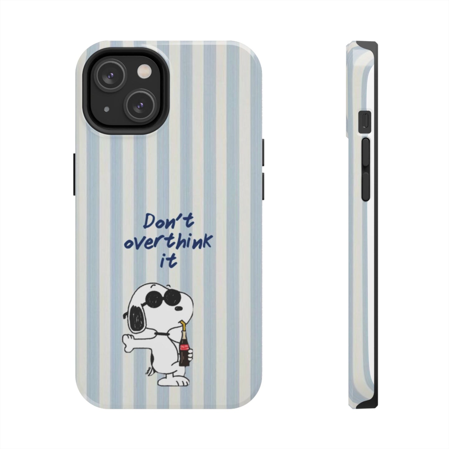 Snoopy "Don't Overthink It" Tough Phone Case — Striped Protective Cover