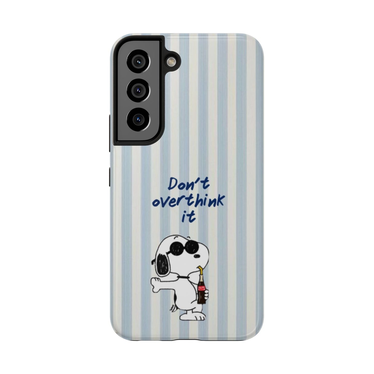Snoopy "Don't Overthink It" Tough Phone Case — Striped Protective Cover